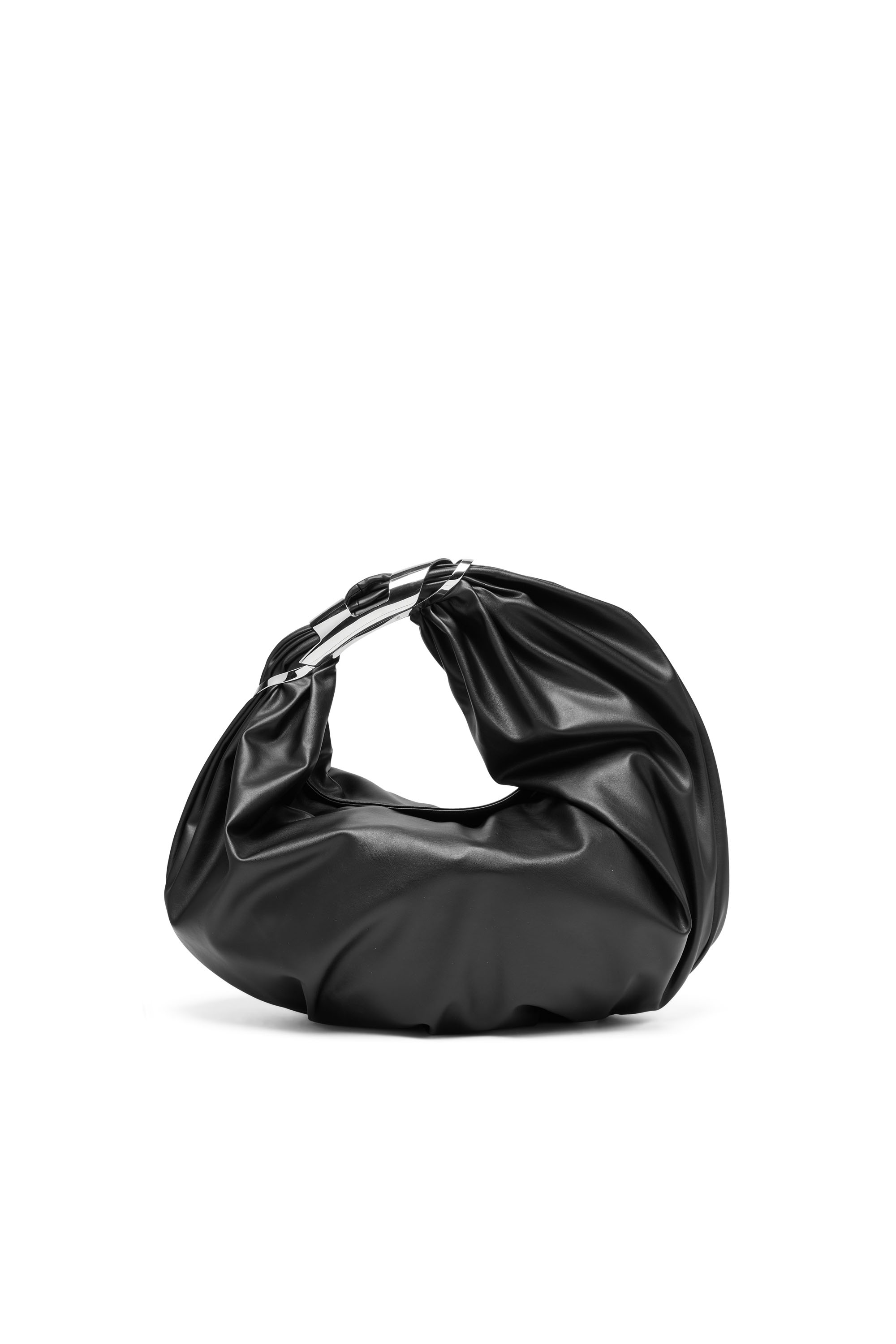 Diesel - GRAB-D HOBO M, Damen Grab-D M-Verzierte Hobo-Tasche aus elastischem PU in Schwarz - Image 1
