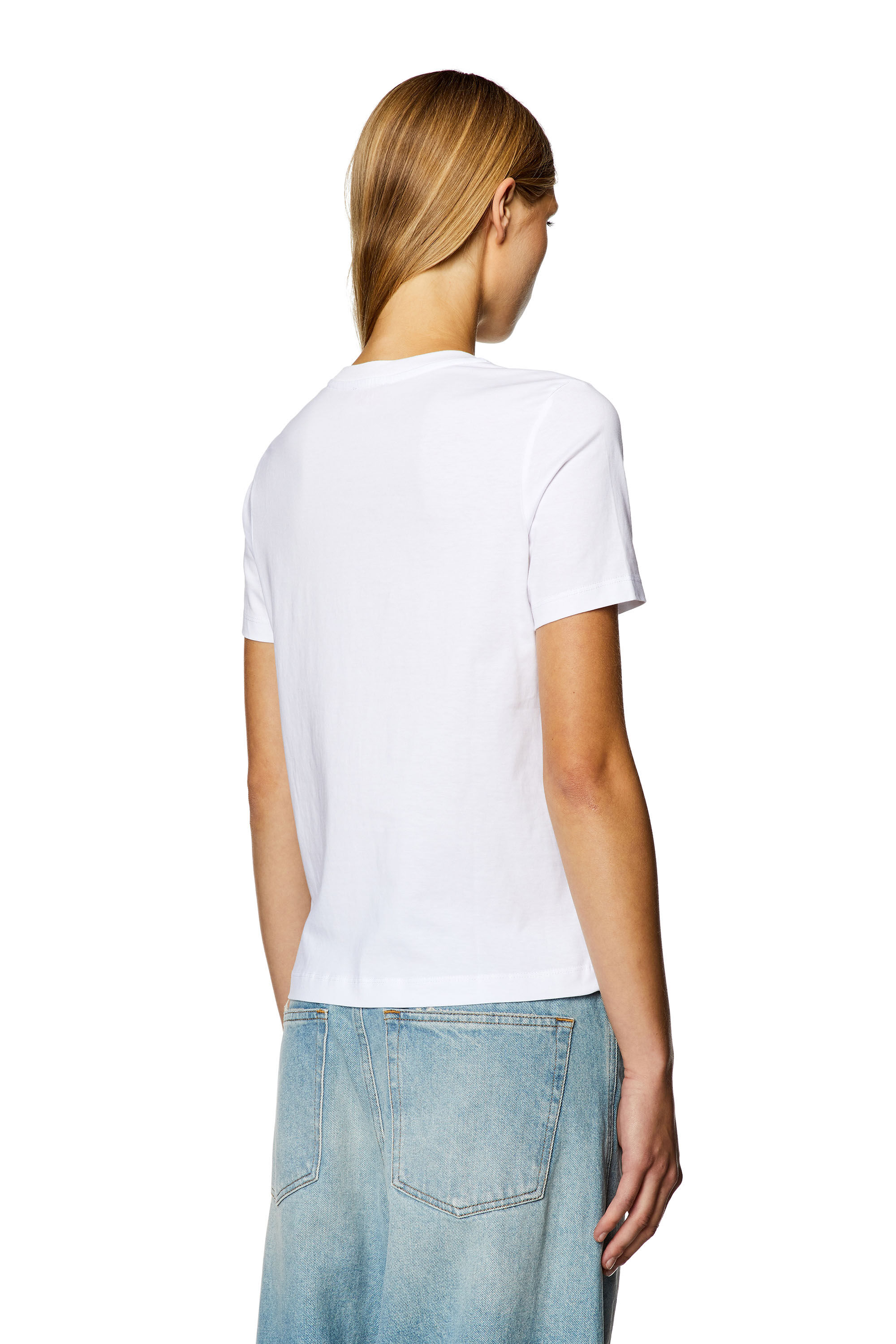 Diesel - T-REG-D, Damen T-Shirt mit Mini-Logo-Patch in Weiss - Image 4