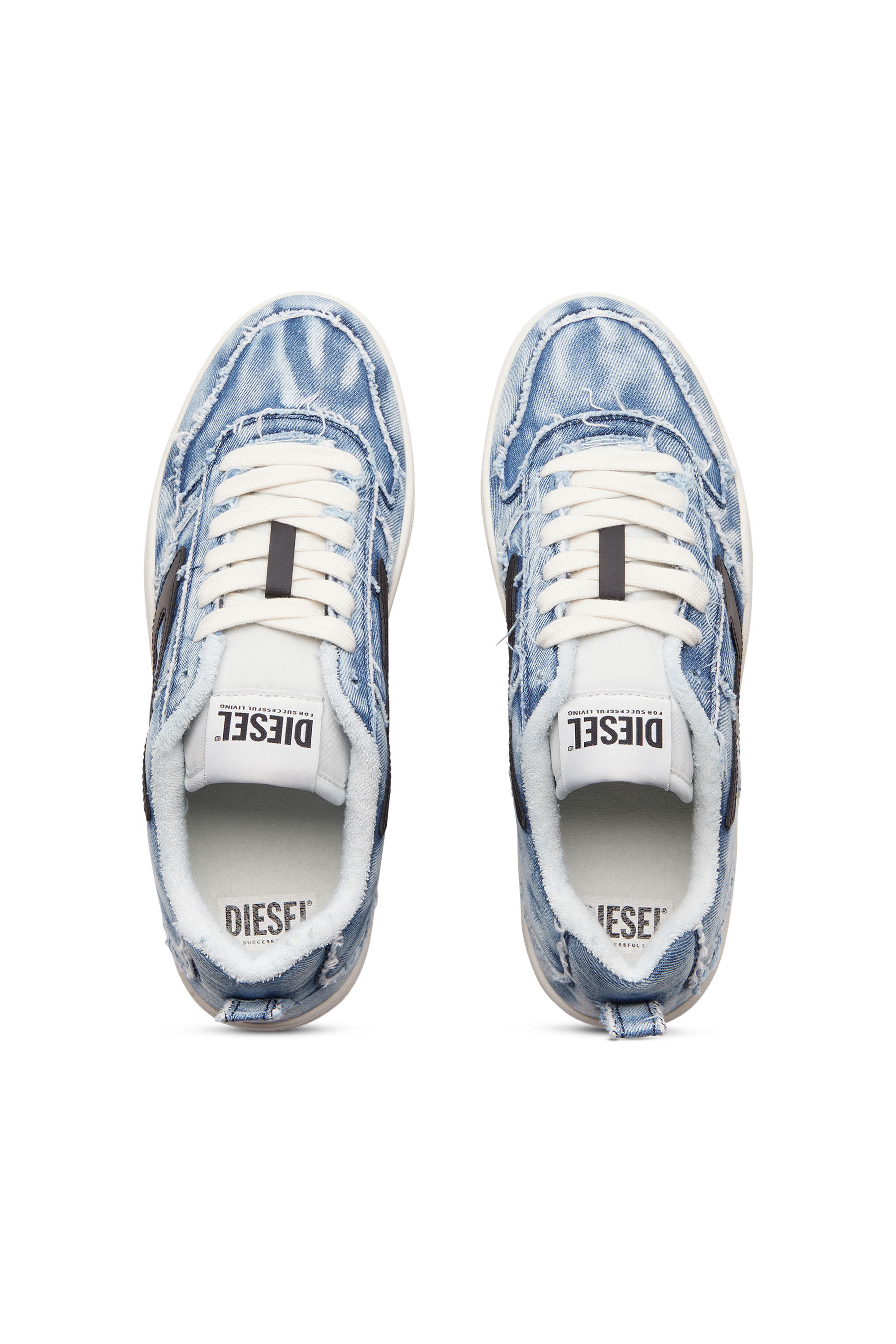 Diesel - S-UKIYO V2 LOW, Man's S-Ukiyo Low-Low-top sneakers in frayed denim in Blue - 4