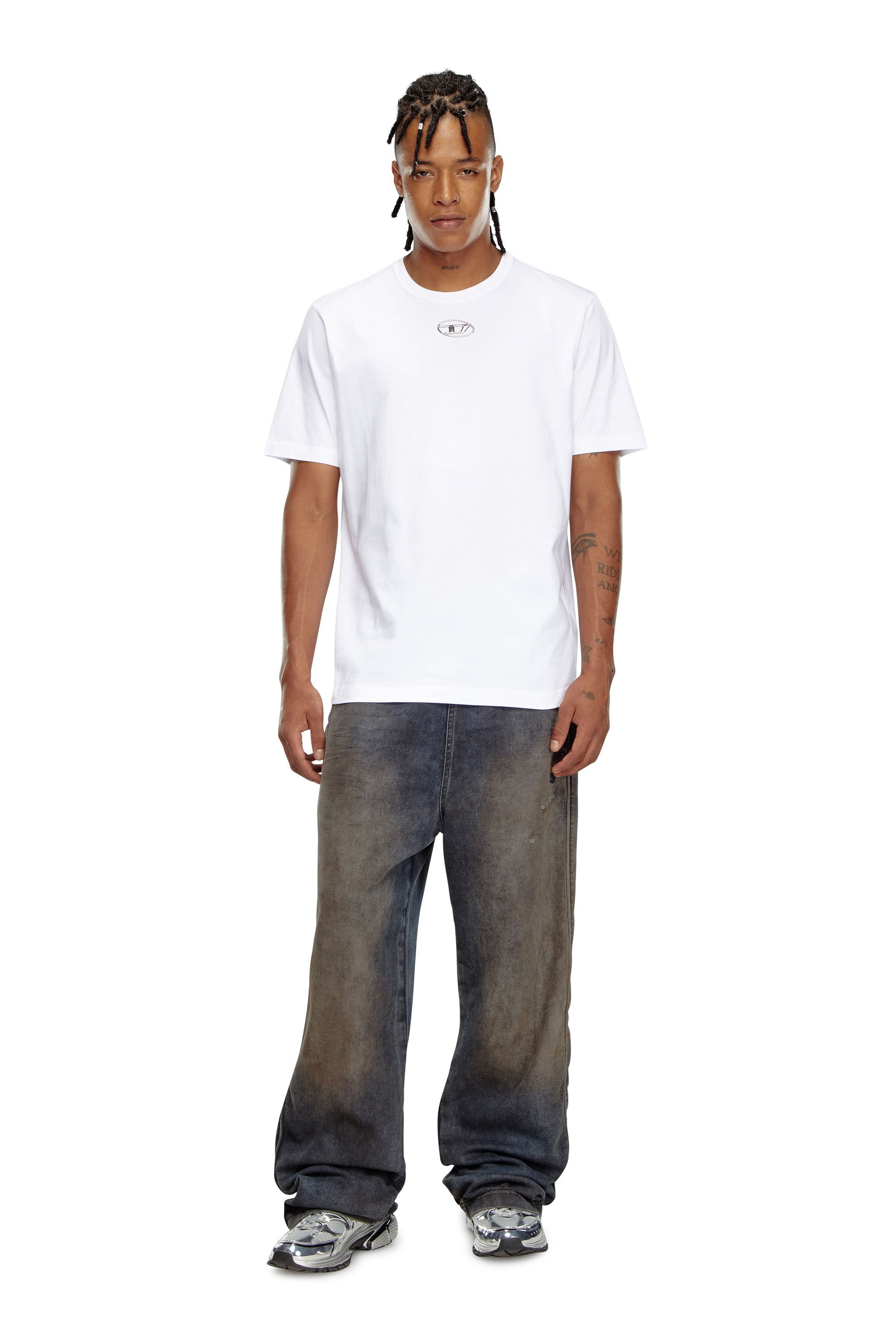 Diesel - T-JUST-OD, Man's T-shirt with injection moulded logo in White - 1