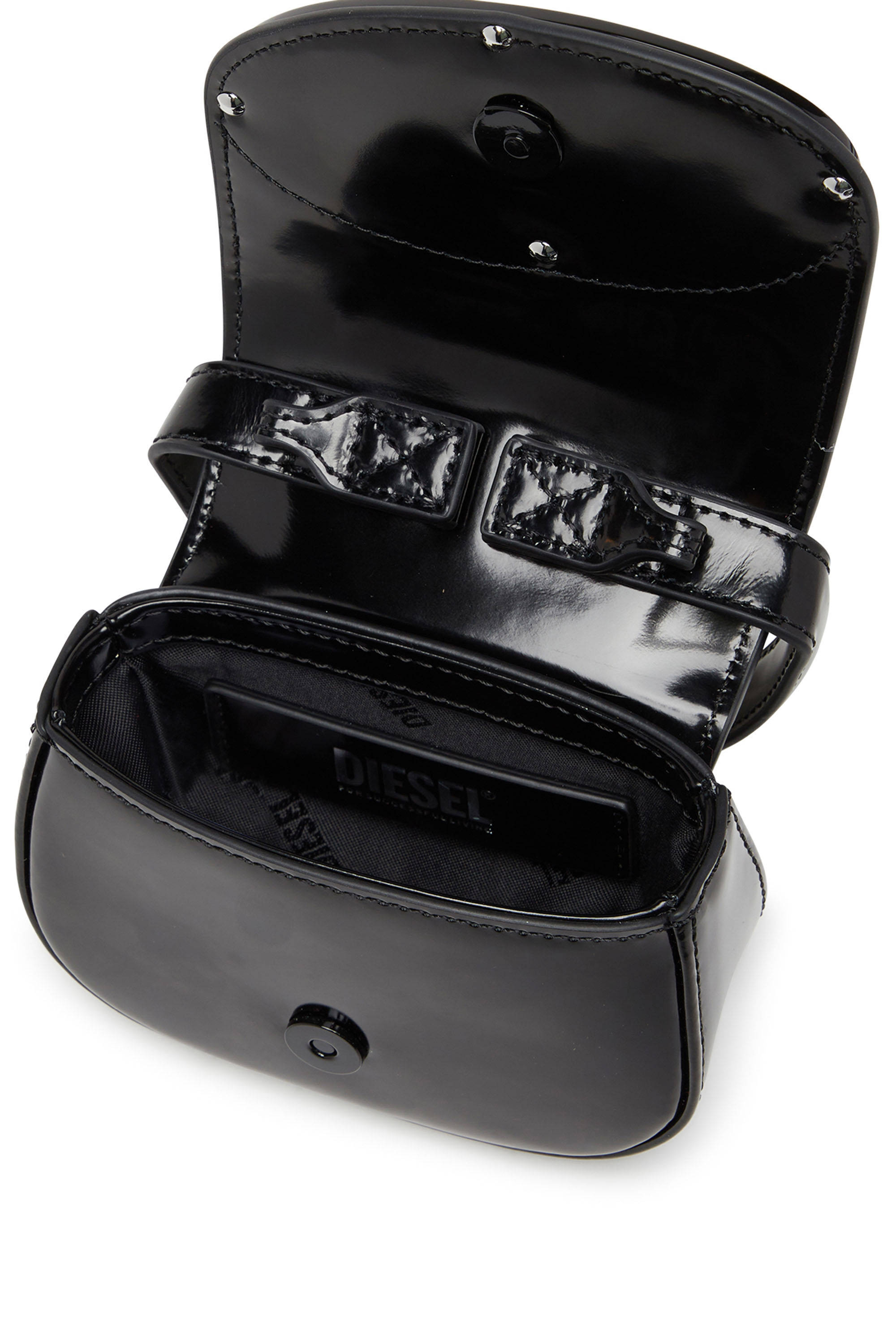 Diesel - 1DR-XS-S, Woman 1DR-XS-S-Iconic mini bag in mirrored leather in Black - Image 5