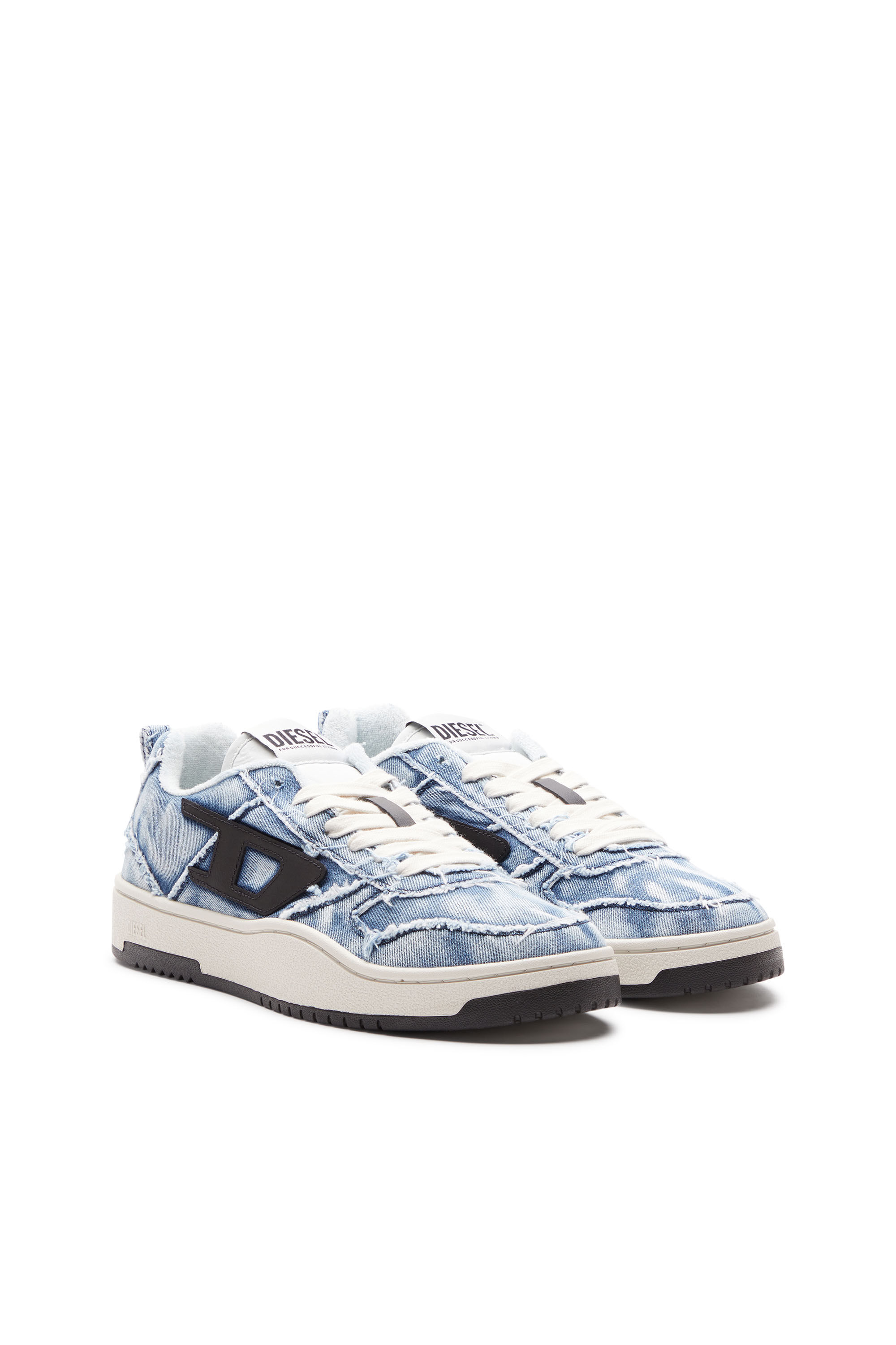 Diesel - S-UKIYO V2 LOW, Man's S-Ukiyo Low-Low-top sneakers in frayed denim in Blue - 2