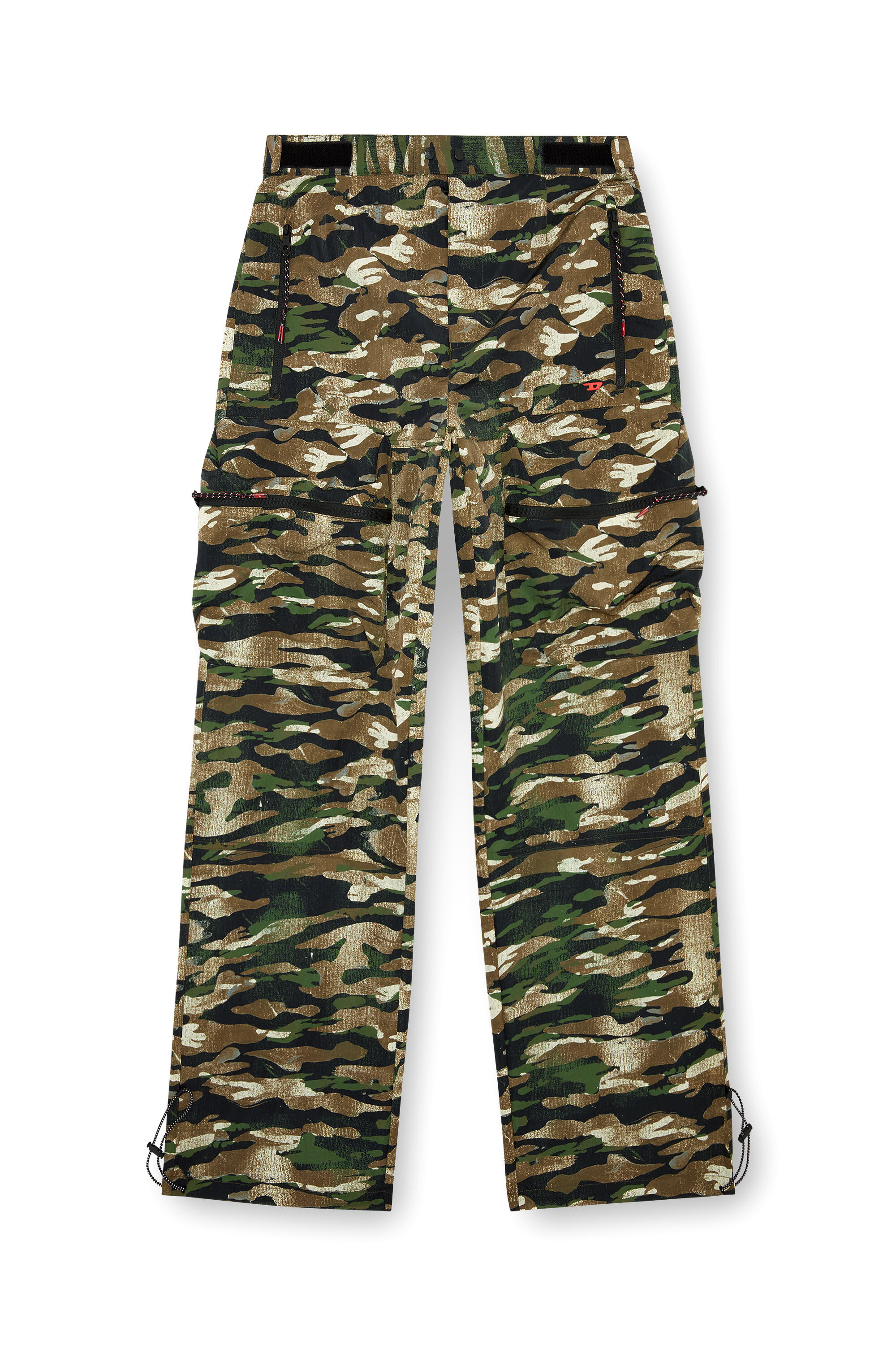 Diesel - AMSB-AMBROSE-WT23, Man's Nylon cargo pants with worn camo print in Brown/Green - 2