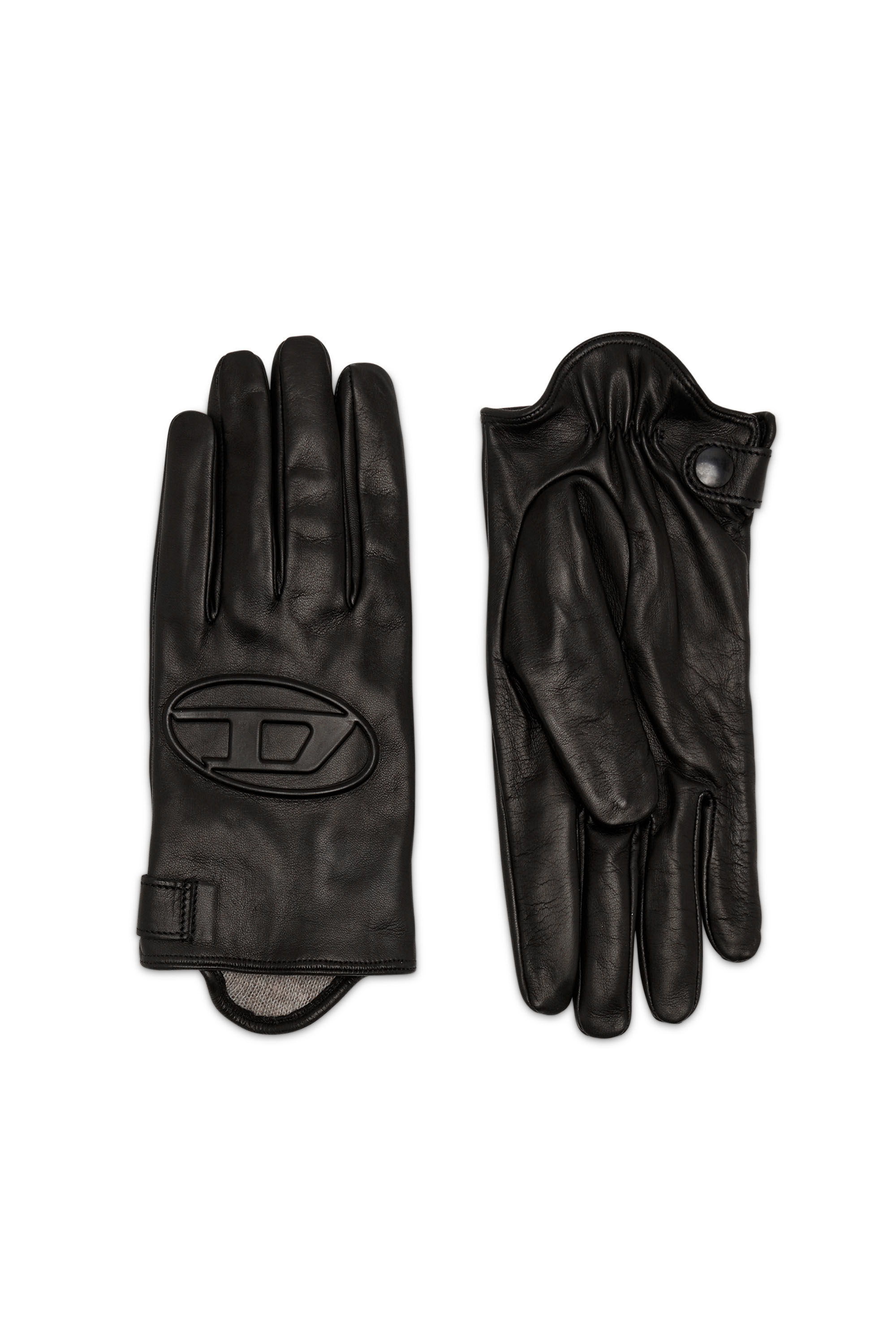 Diesel - G-REIES, Unisex Handschuhe aus Leder mit Oval D-Logo in 3D in Schwarz - Image 1