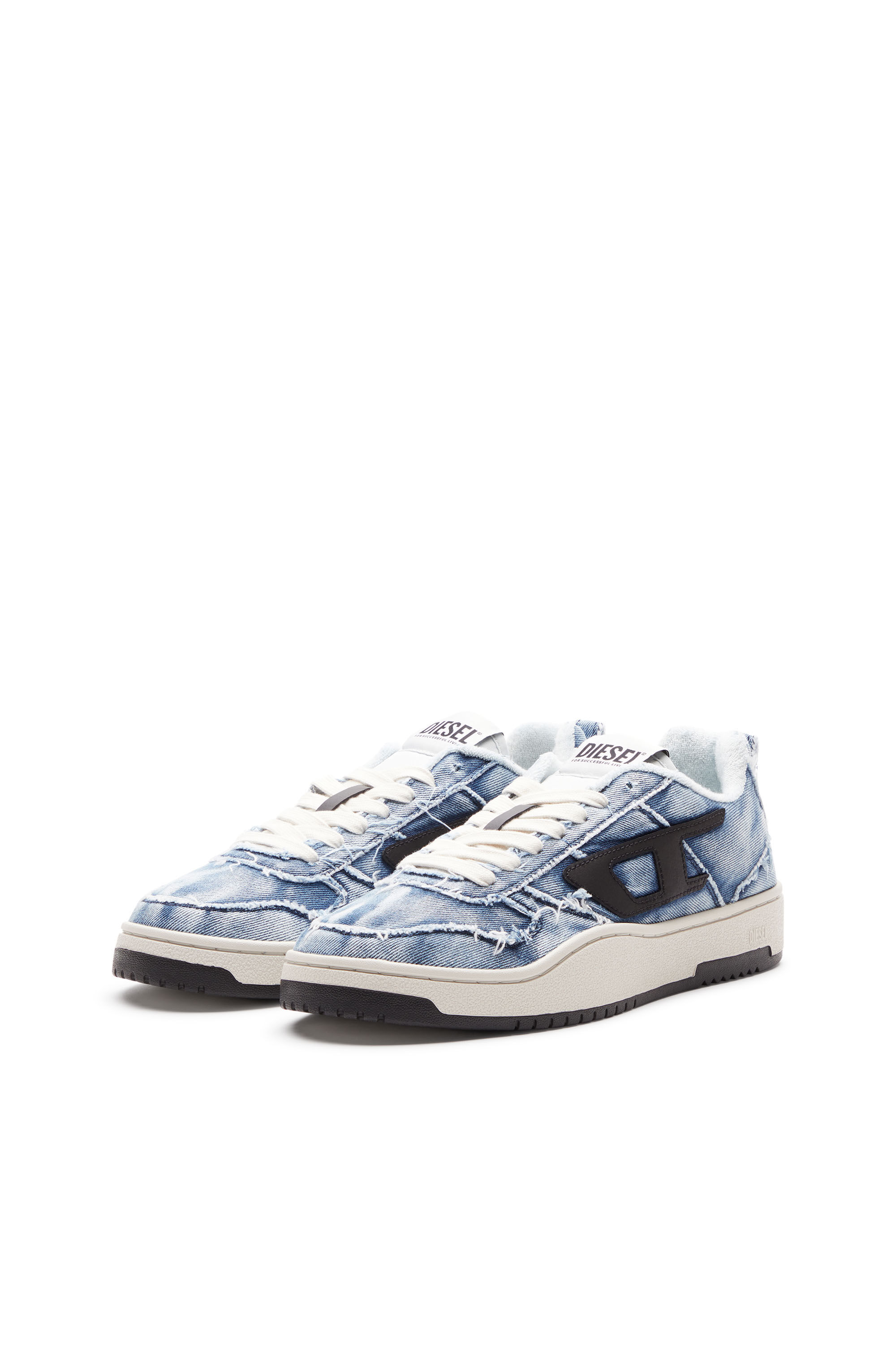 Diesel - S-UKIYO V2 LOW, Man's S-Ukiyo Low-Low-top sneakers in frayed denim in Blue - 8