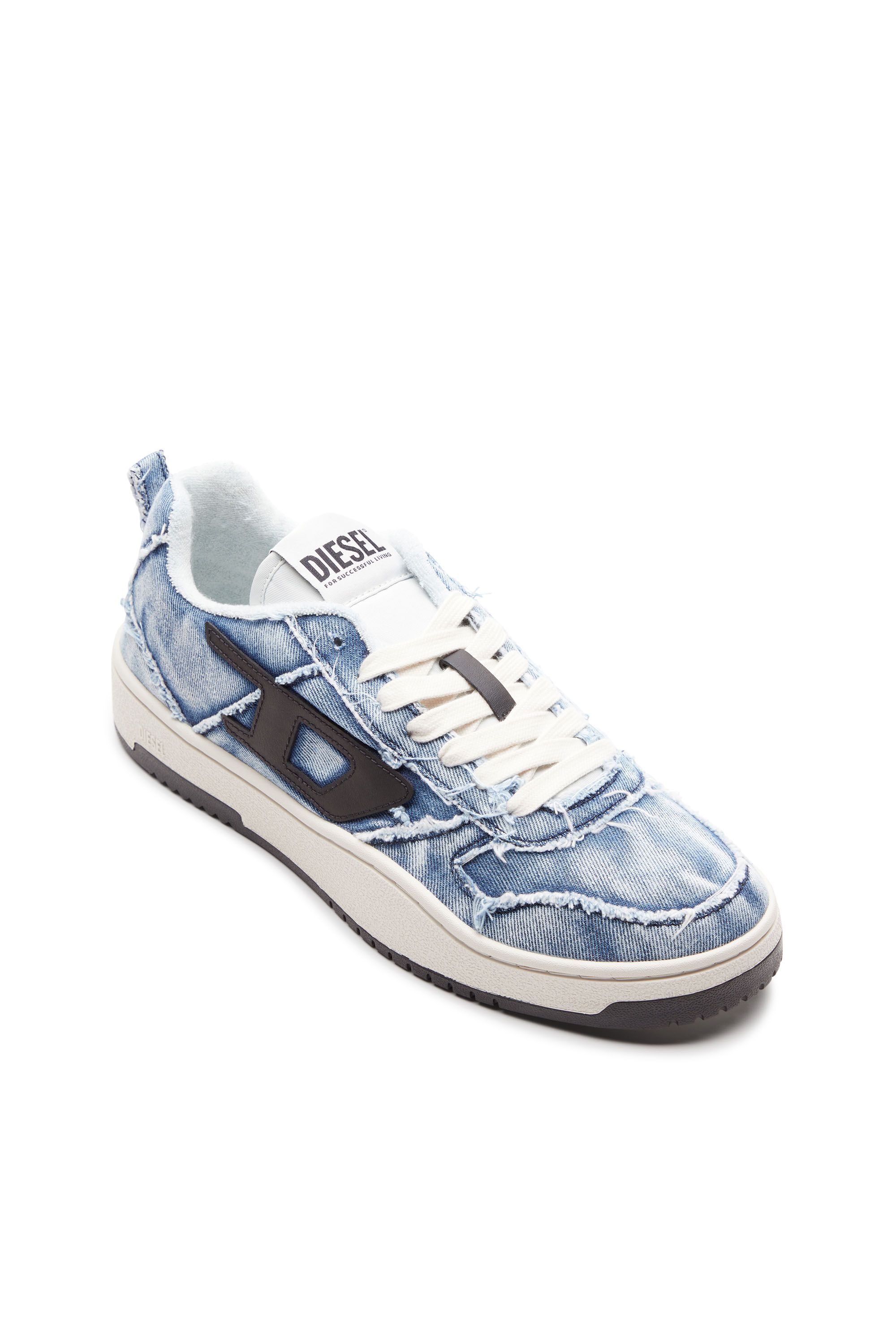 Diesel - S-UKIYO V2 LOW, Man's S-Ukiyo Low-Low-top sneakers in frayed denim in Blue - 6