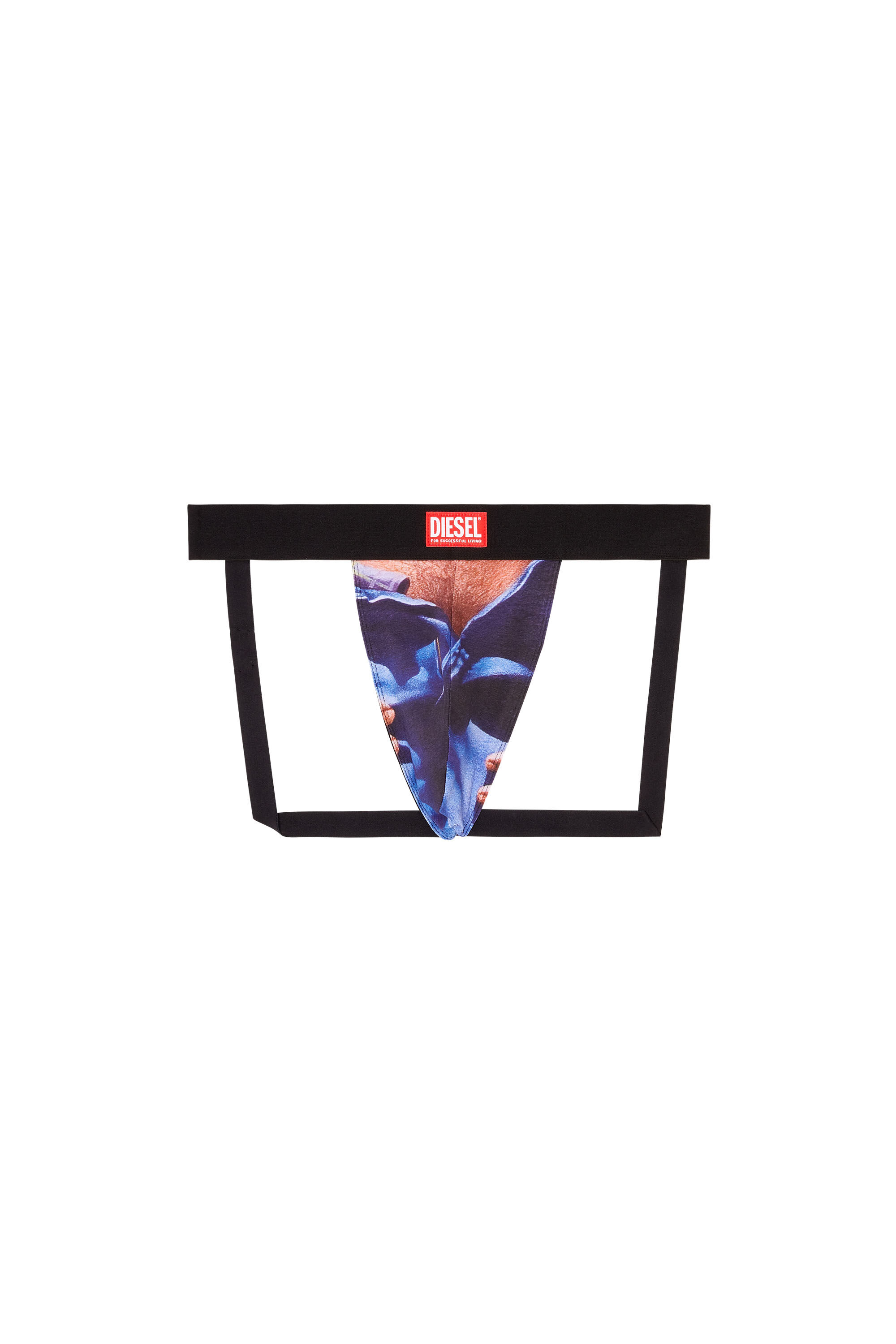 Diesel - PR-UMBR-JOCKY, Man Jock strap with printed front in Blue - Image 1