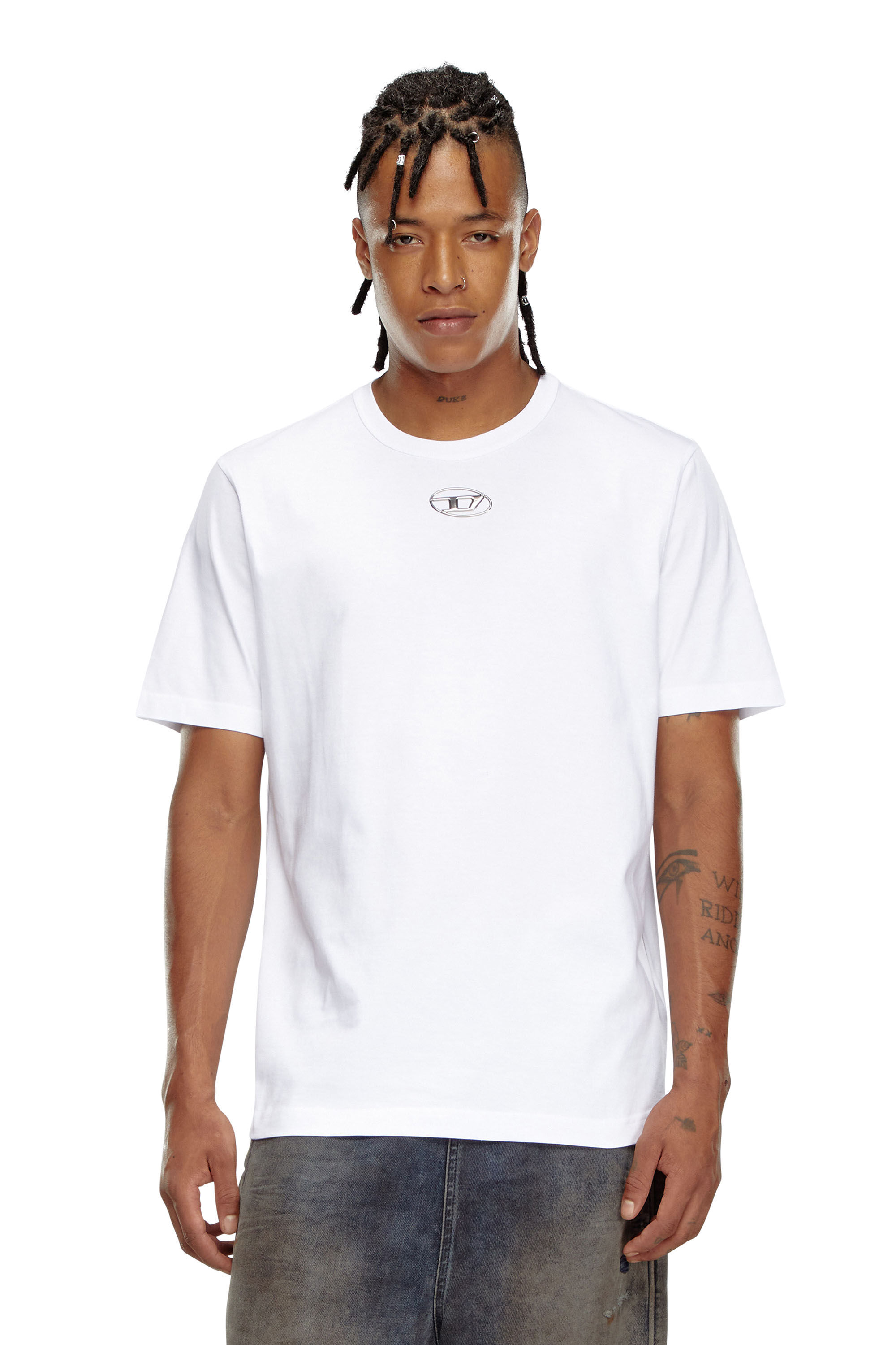 Diesel - T-JUST-OD, Man's T-shirt with injection moulded logo in White - 3