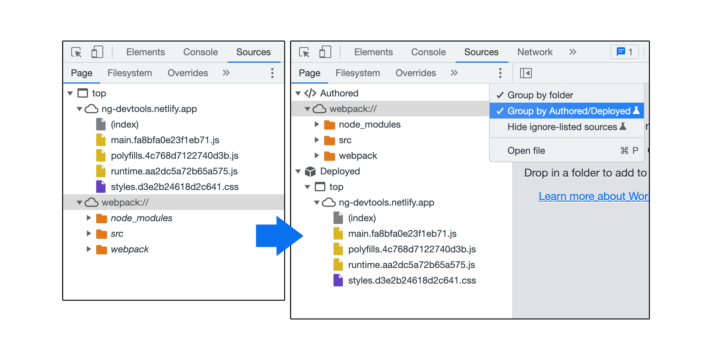 Group files by Authored / Deployed