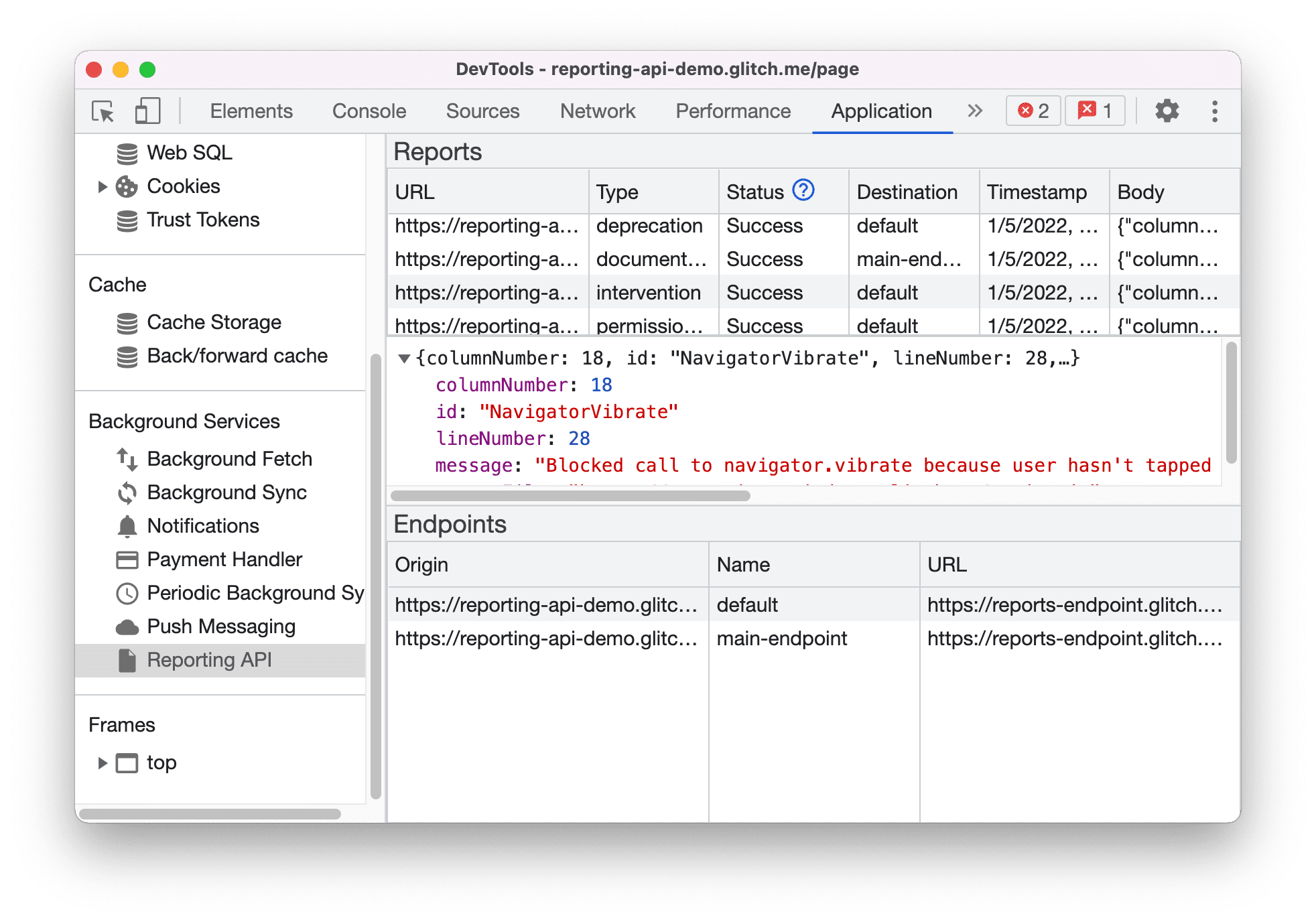 Volet API Reporting