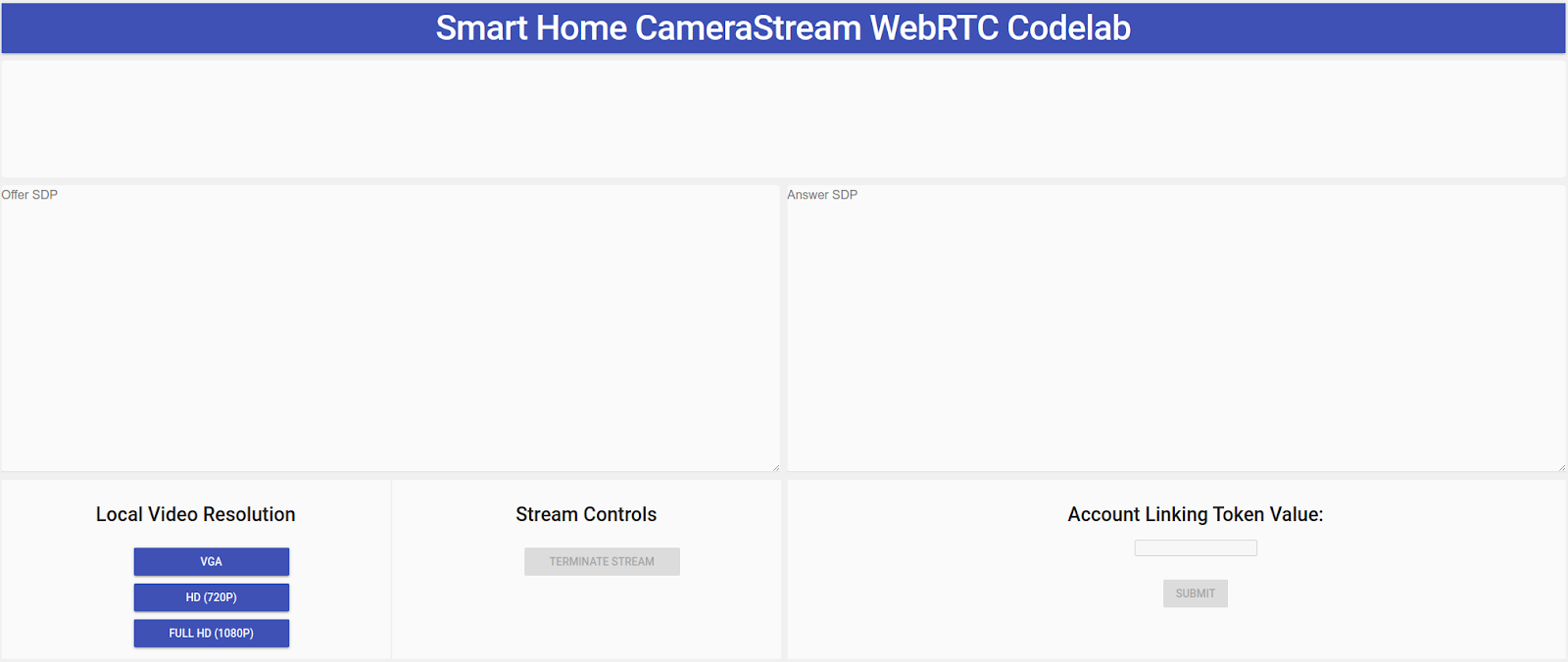 CameraStream istemci uygulamasının arayüzü