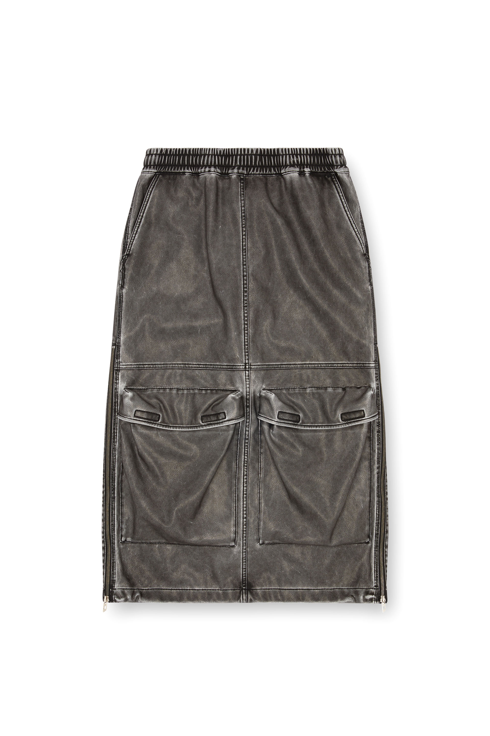 Diesel - O-DYSSEY-P1, Woman Long skirt in washed tech fabric in Grey - Image 3