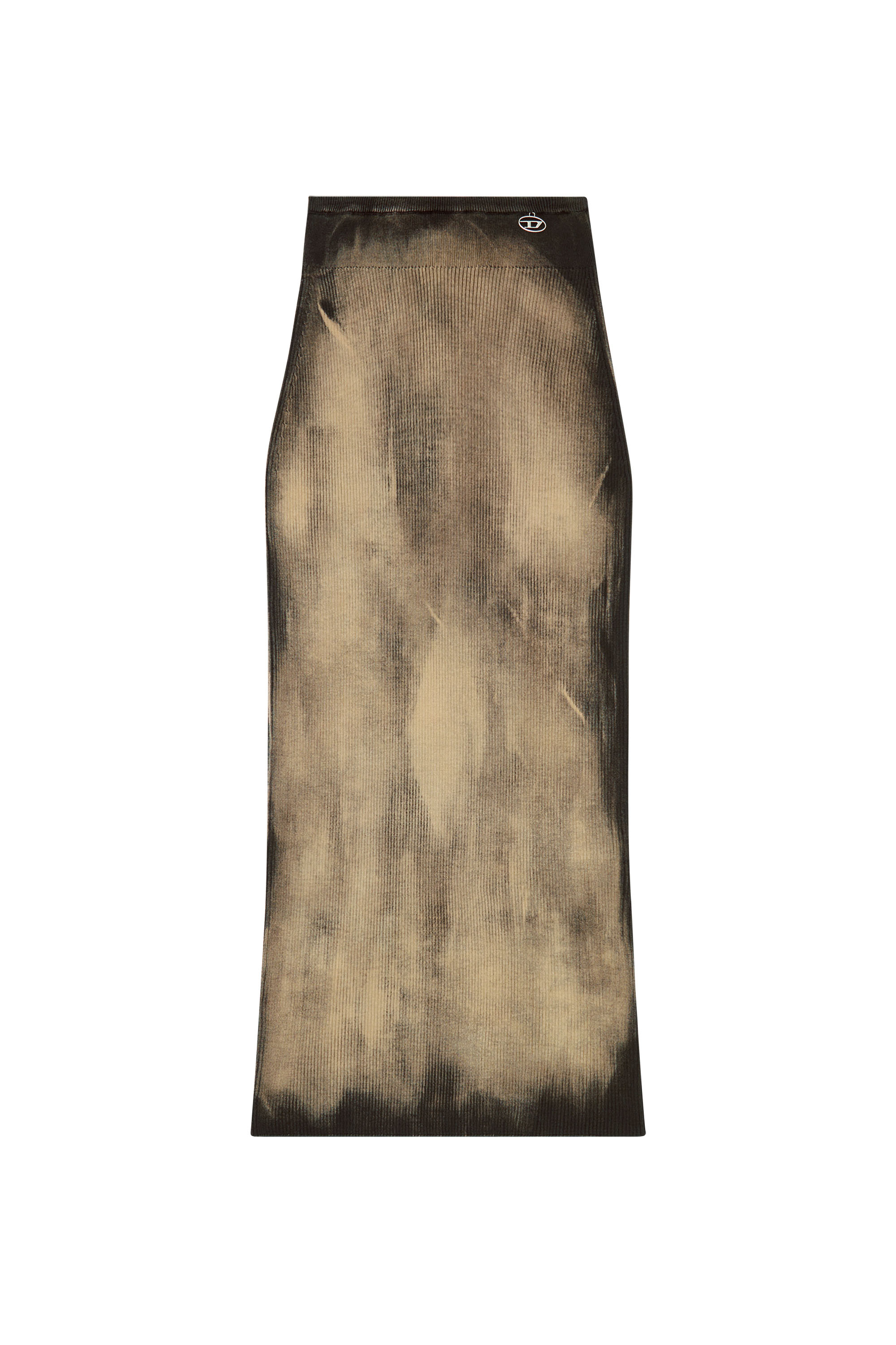 Diesel - M-DELMA, Woman Midi skirt in treated ribbed knit in Brown - Image 3