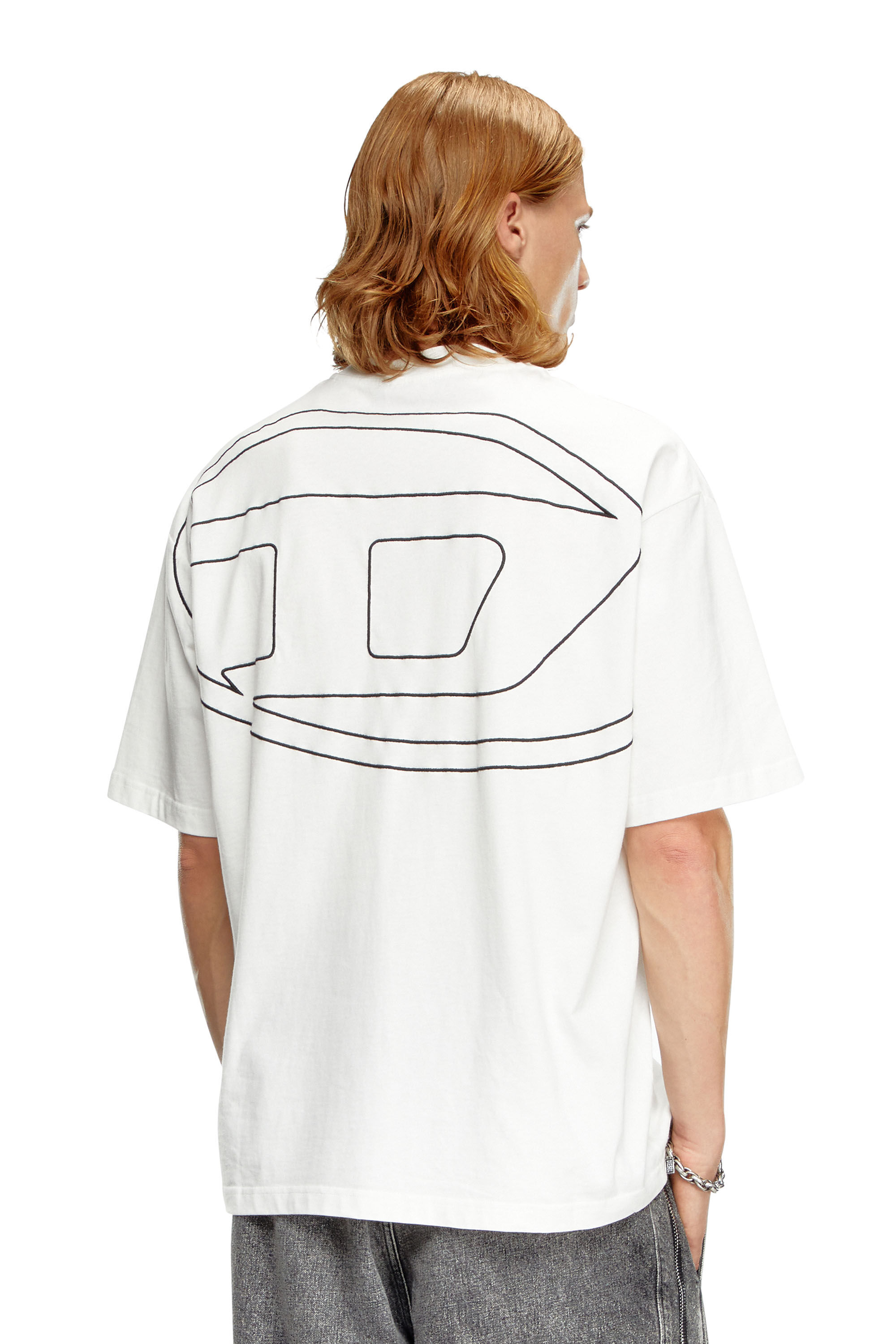 Diesel - T-BOGGY-MEGOVAL-D, Man T-shirt with maxi oval D embroidery in White - Image 3