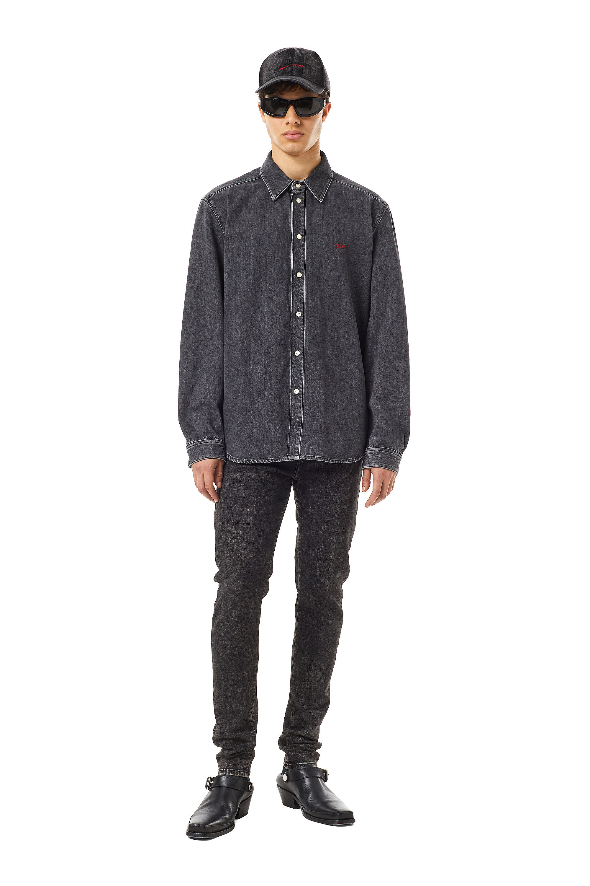 Diesel - D-SIMPLY BASIC SHIRT, Man Shirt in denim in Black - Image 1