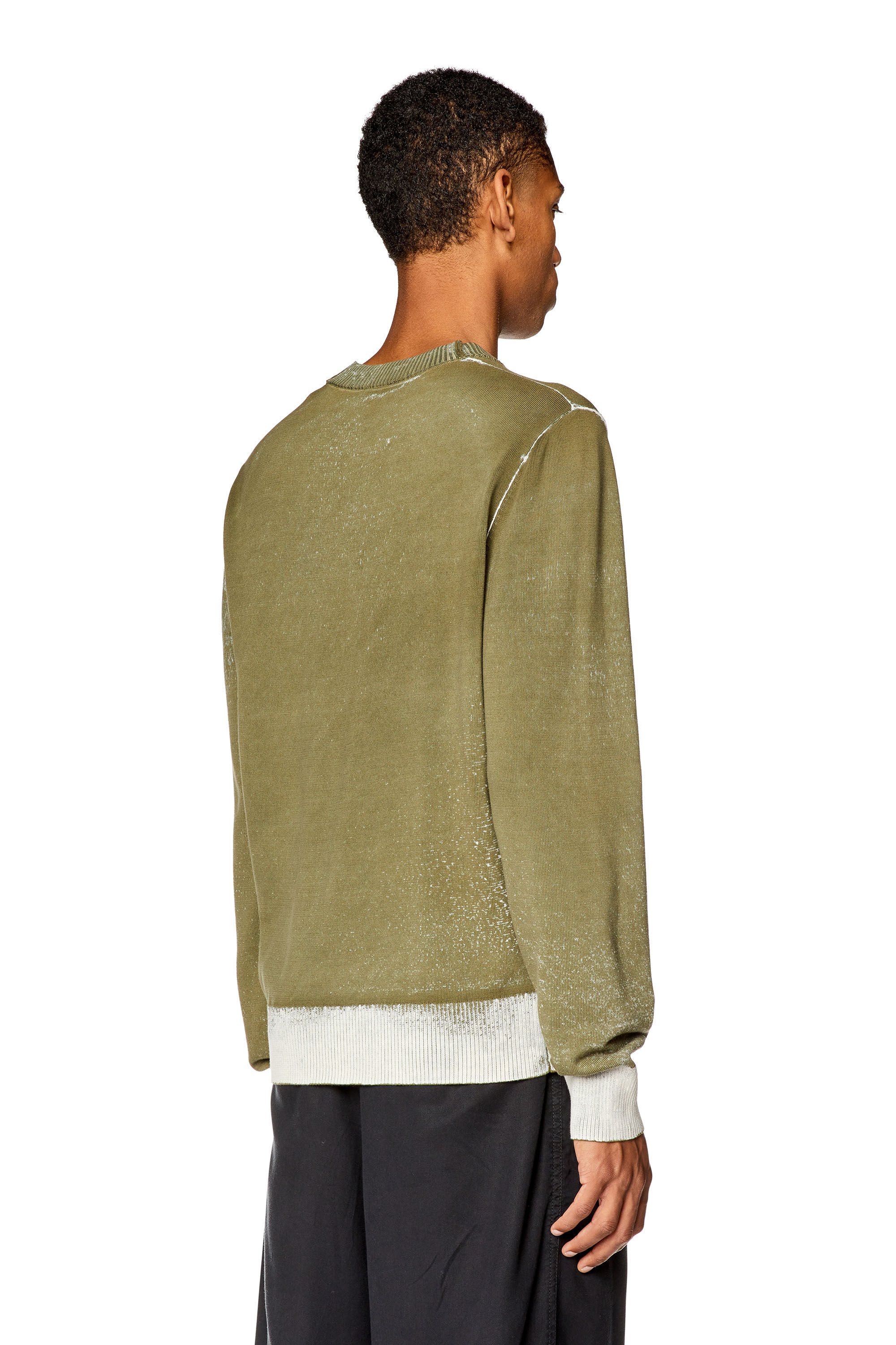 Diesel - K-LARENCE-B, Man Reverse-print cotton jumper in Green - Image 4