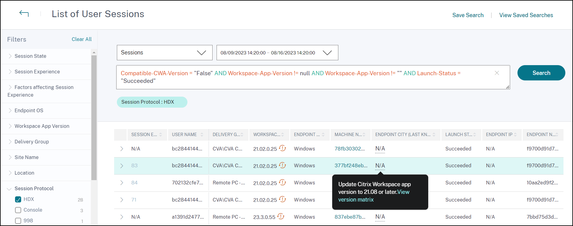 NA self-service tool tip