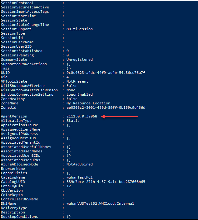 Comando de PowerShell para obtener la versión actual del VDA