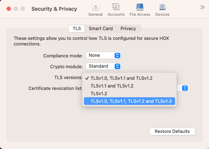 TLS versions