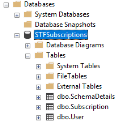 Capture d'écran Nouvelles tables créées