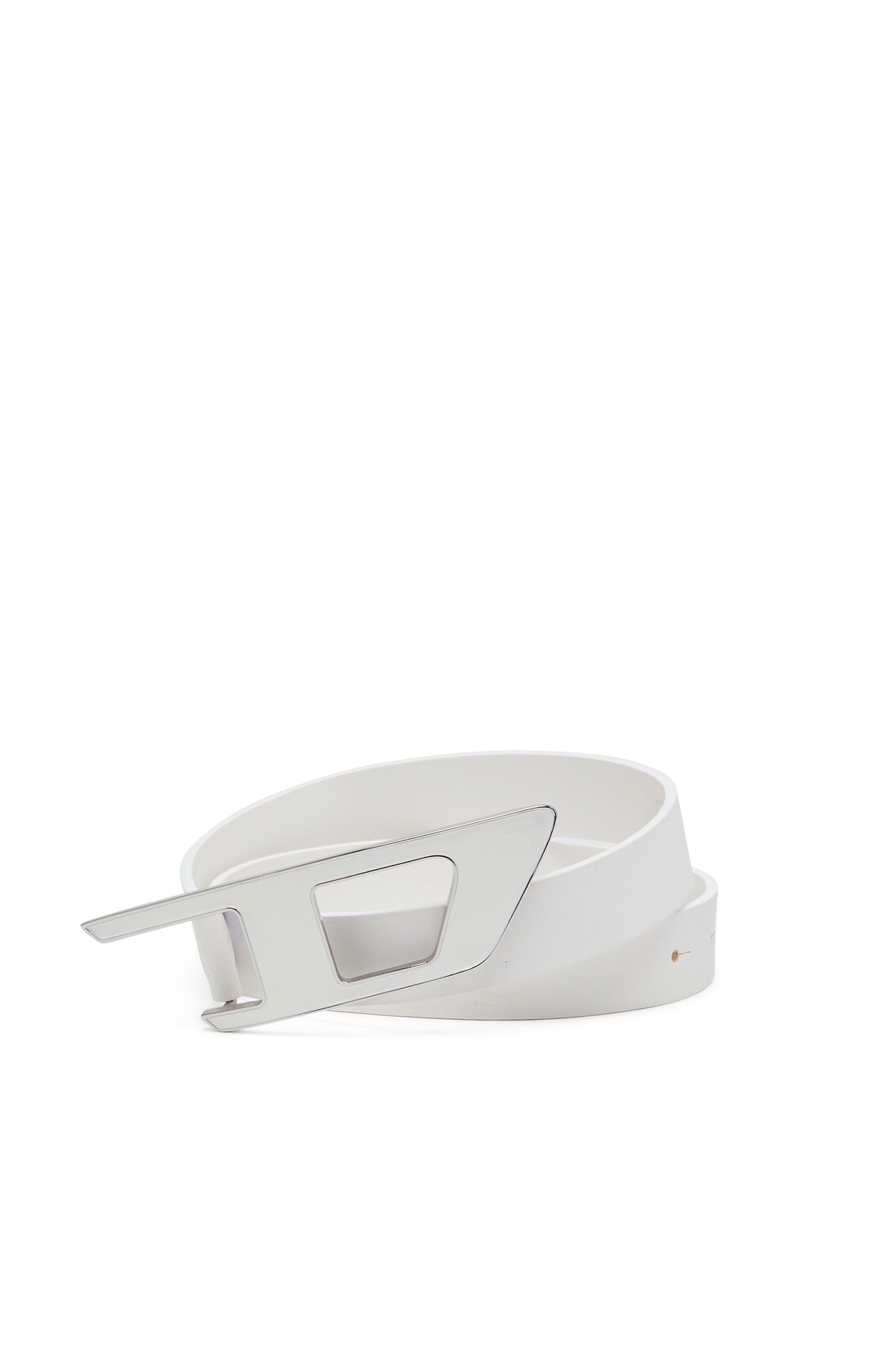 Diesel - B-DLOGO II, Woman Leather belt with enamelled D buckle in White - Image 3