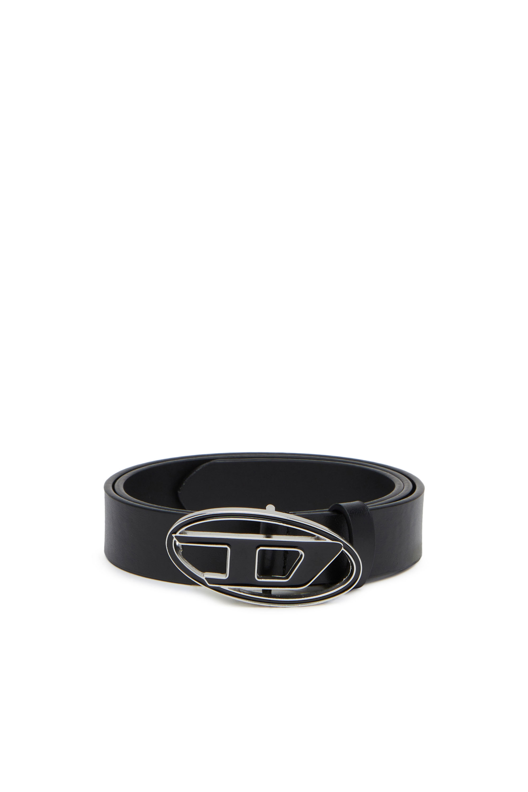 Diesel - B-1DR 25, Woman Leather belt with enamelled buckle in Black - Image 1