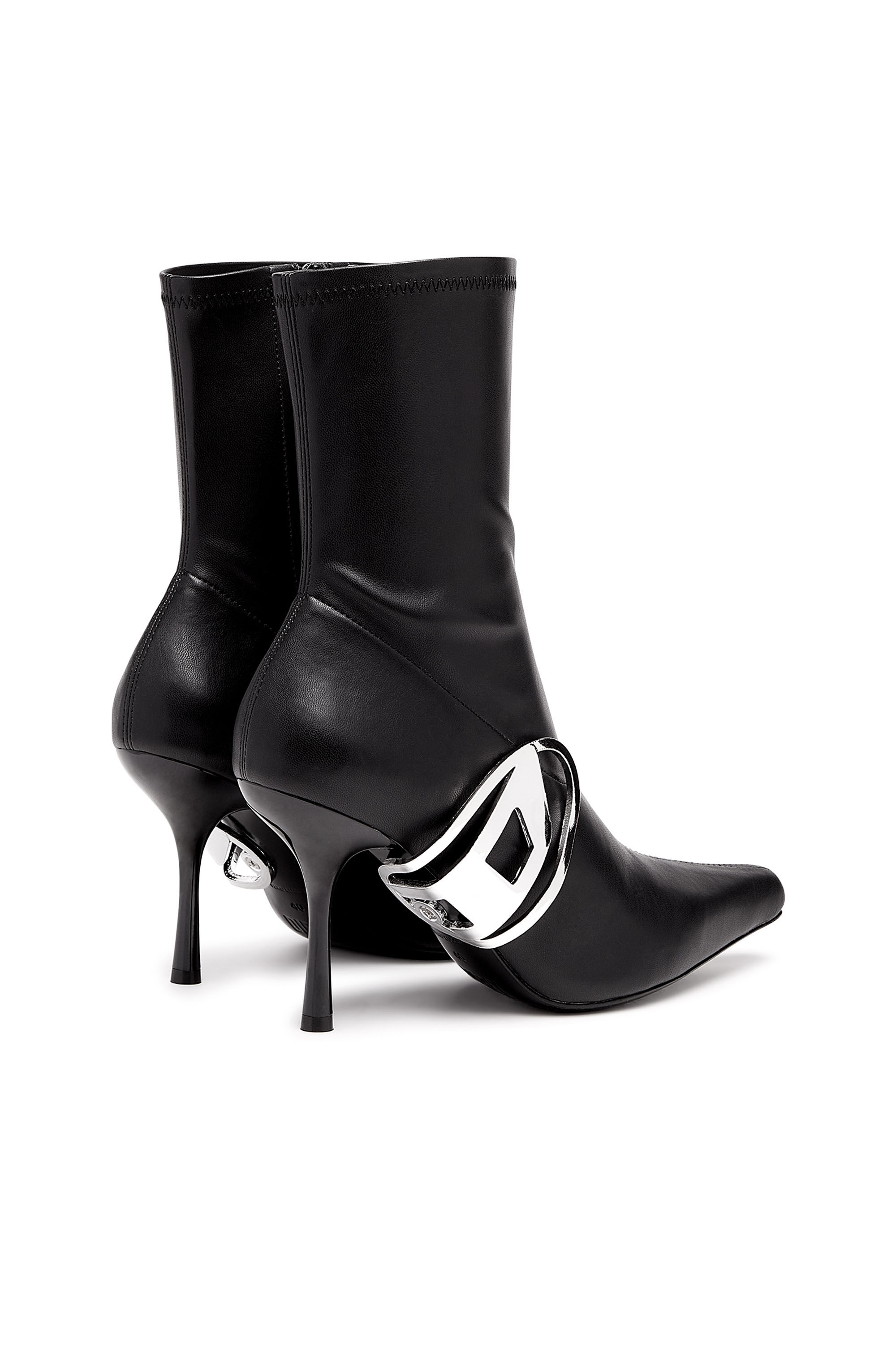 Diesel - D-ECLIPSE BT, Woman D-Eclipse BT - Stiletto boots with oval D plaque in Black - Image 3