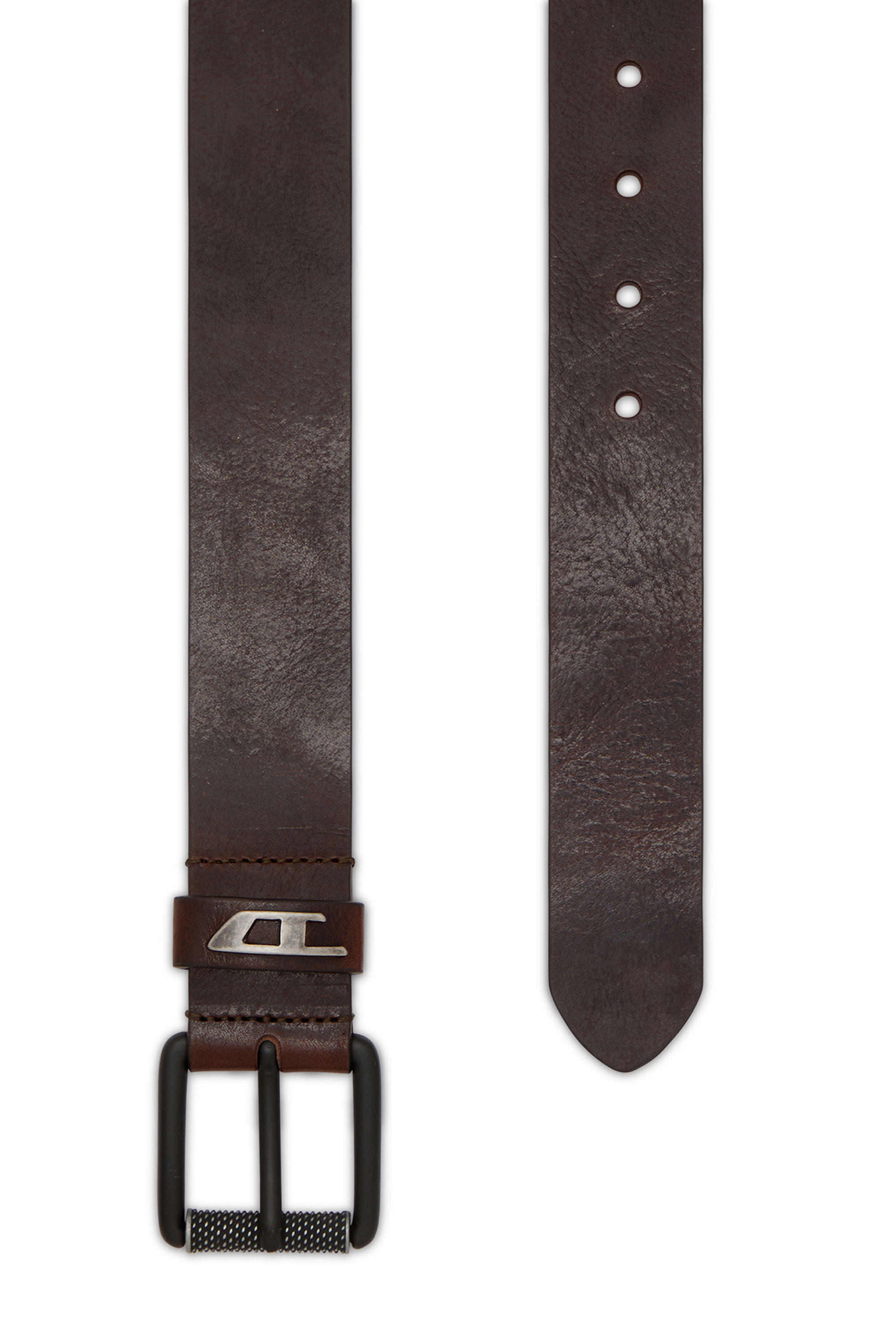 Diesel - B-DAVE II, Man's Shiny leather belt with logo loop in Brown - 2