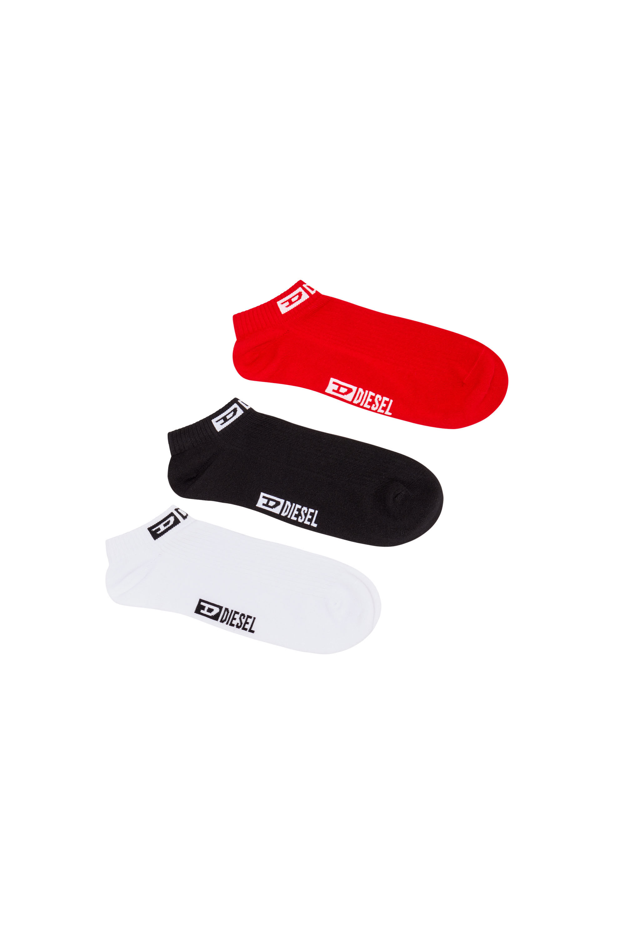 Diesel - SKM-SAX THREEPACK, Man 3-pack low-cut socks with logo cuff in Multicolor - Image 1