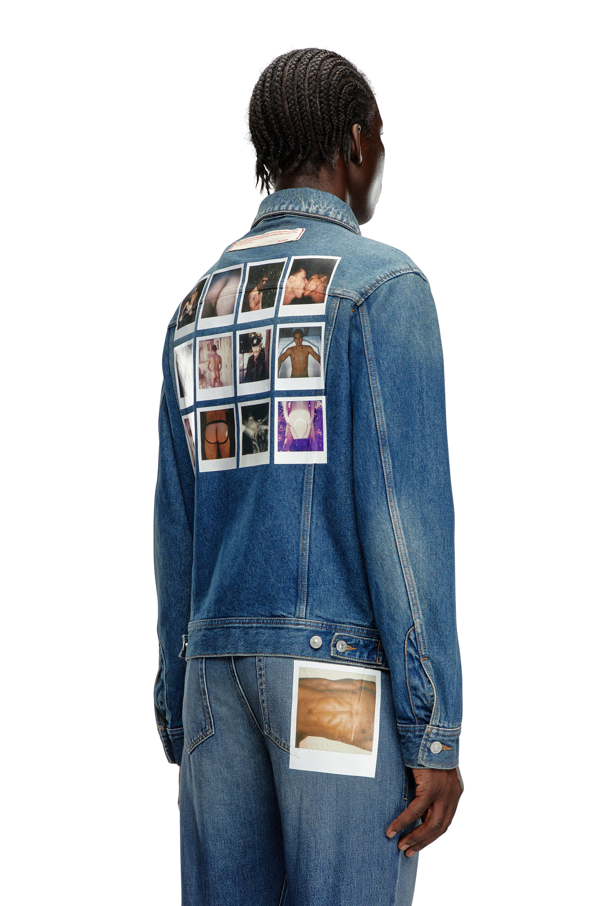 Diesel - PR-D-BARCY, Unisex Trucker jacket with polaroid patches in Blue - Image 3