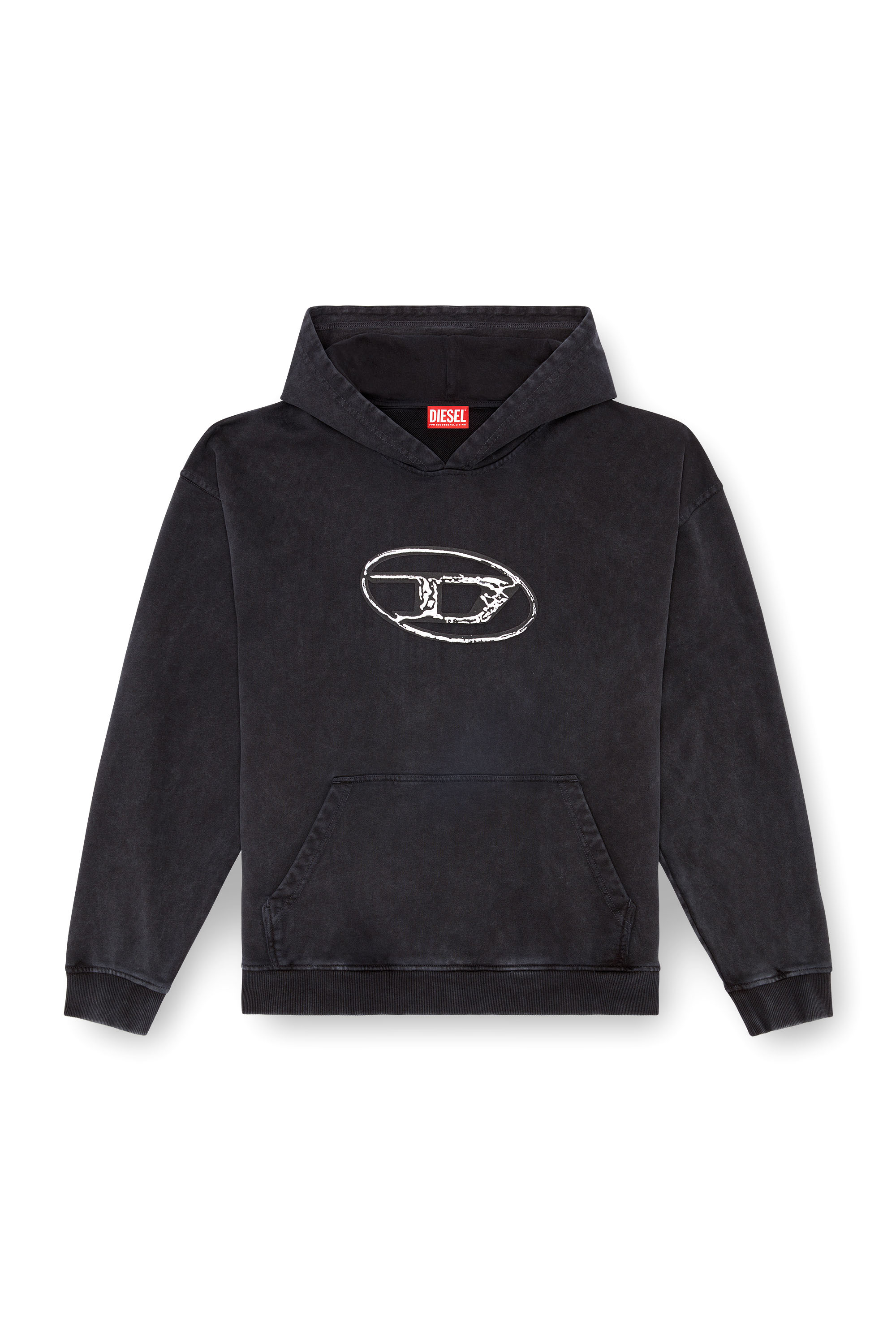 Diesel - S-BOXT-HOOD-Q7, Man Hoodie with multi-layered logo print in Black - Image 3