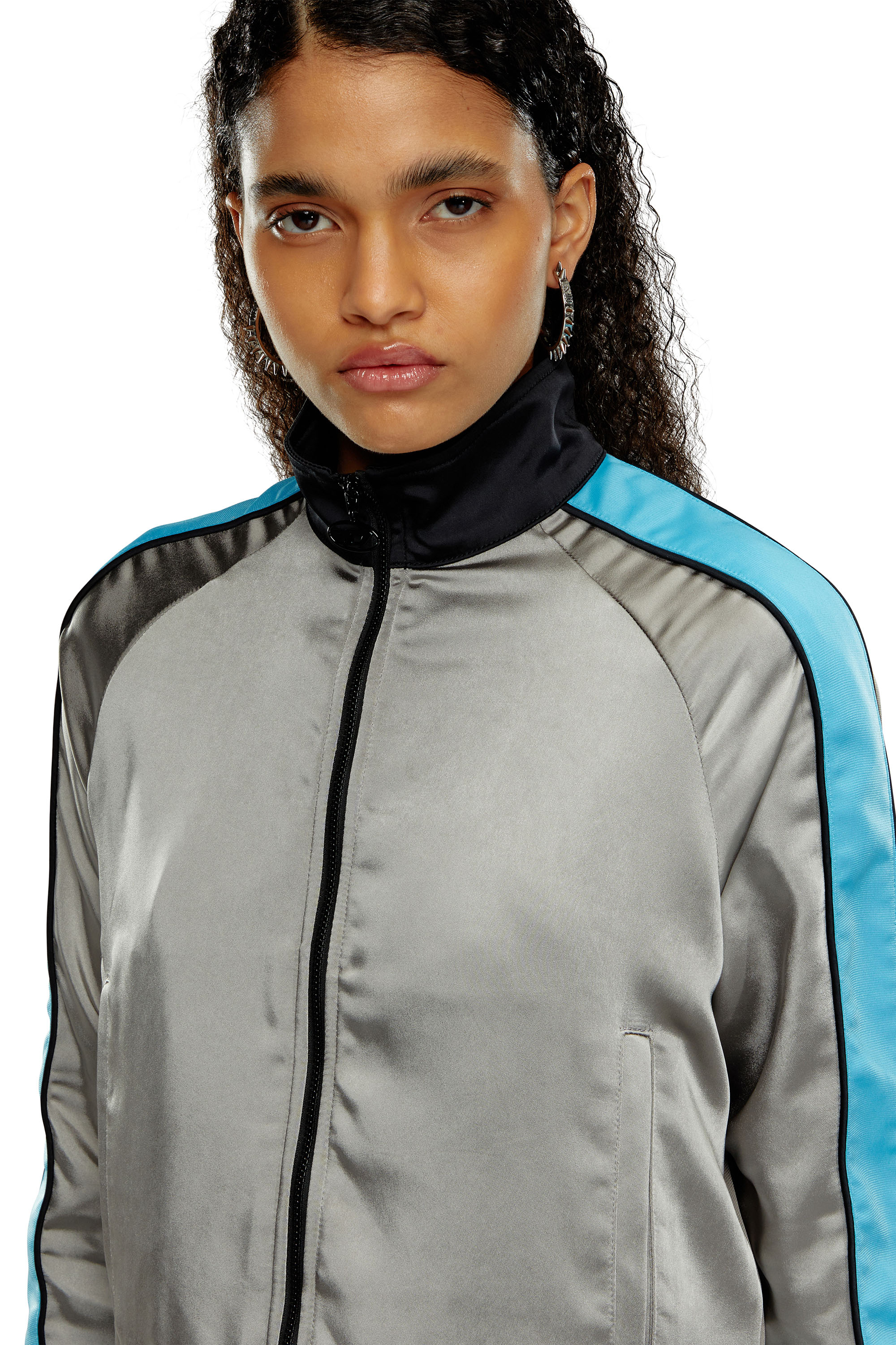 Diesel - G-LORIOUS, Woman Mixed-material track jacket with side stripes in Multicolor - Image 5