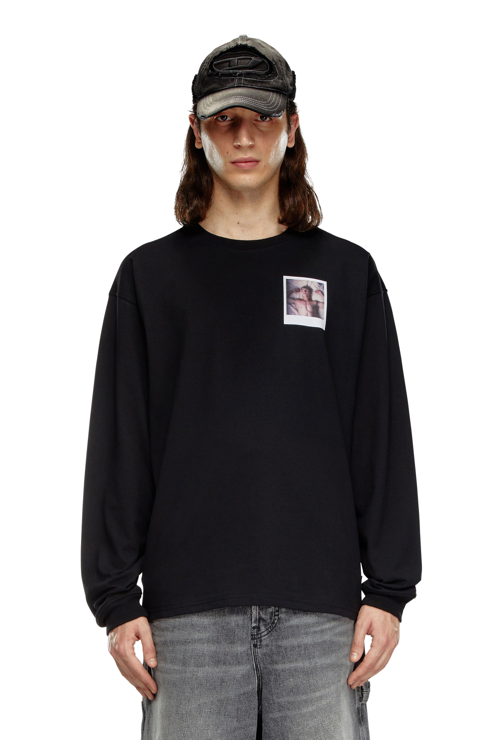 Diesel - PR-T-BOXT-LS-SS, Unisex Long-sleeve T-shirt with polaroid patches in Black - Image 3