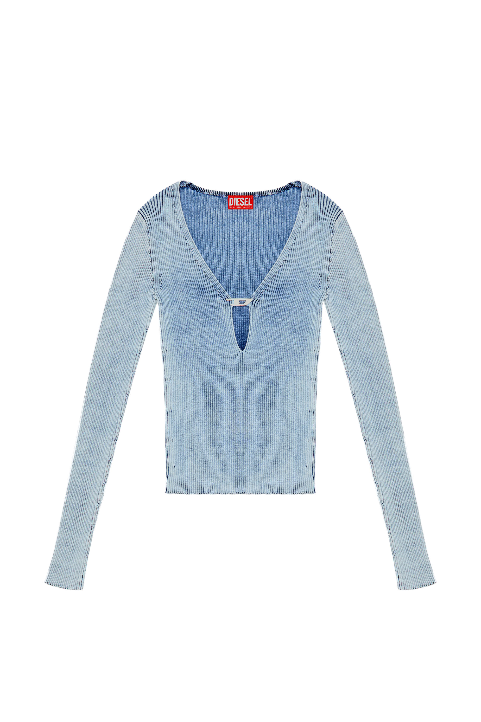 Diesel - M-TERI, Woman Cut-out top in indigo cotton knit in Blue - Image 4
