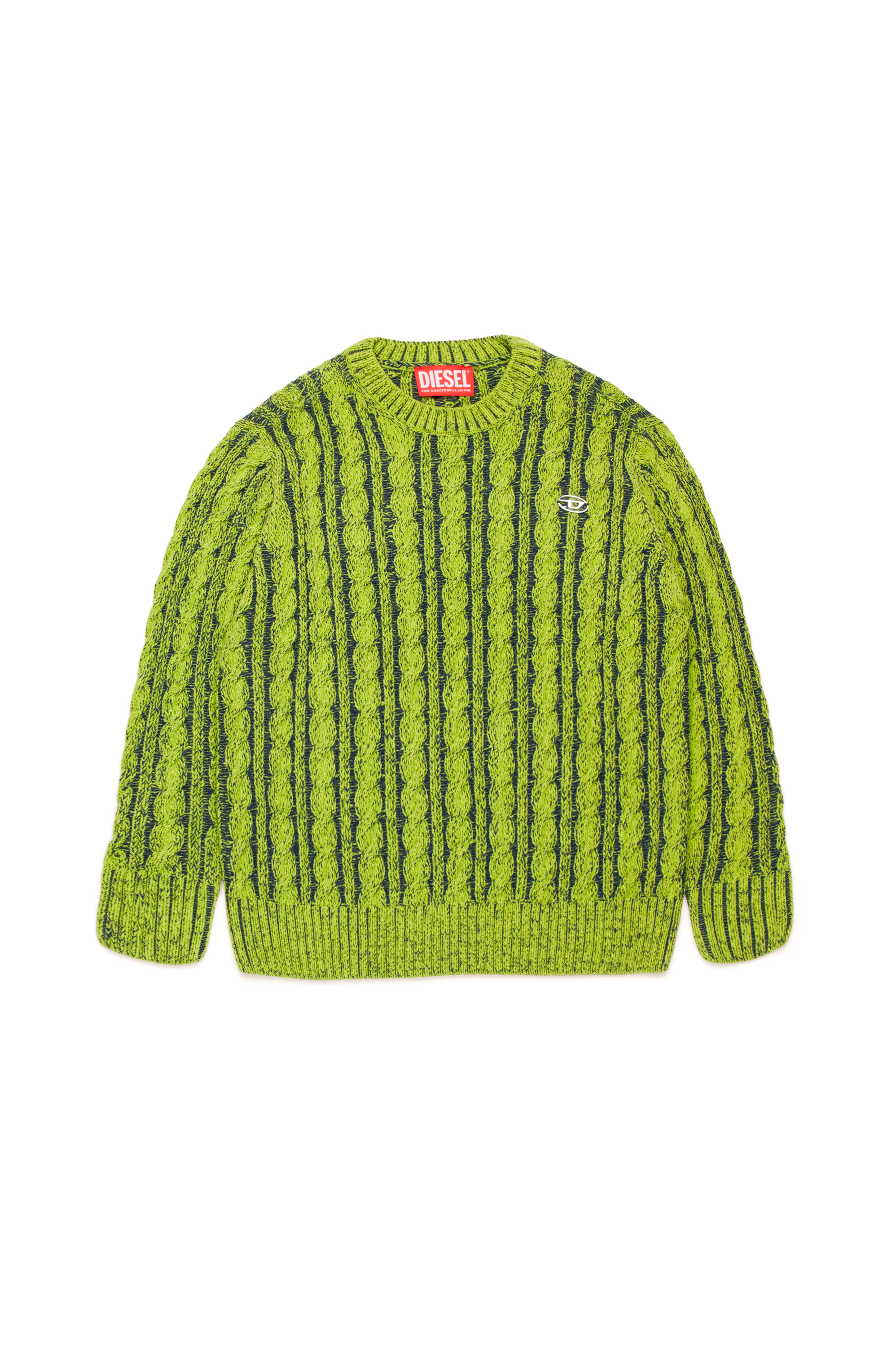 Diesel - KMOXIA OVER, Unisex's Cable-knit jumper in two-tone yarn in Green - 1