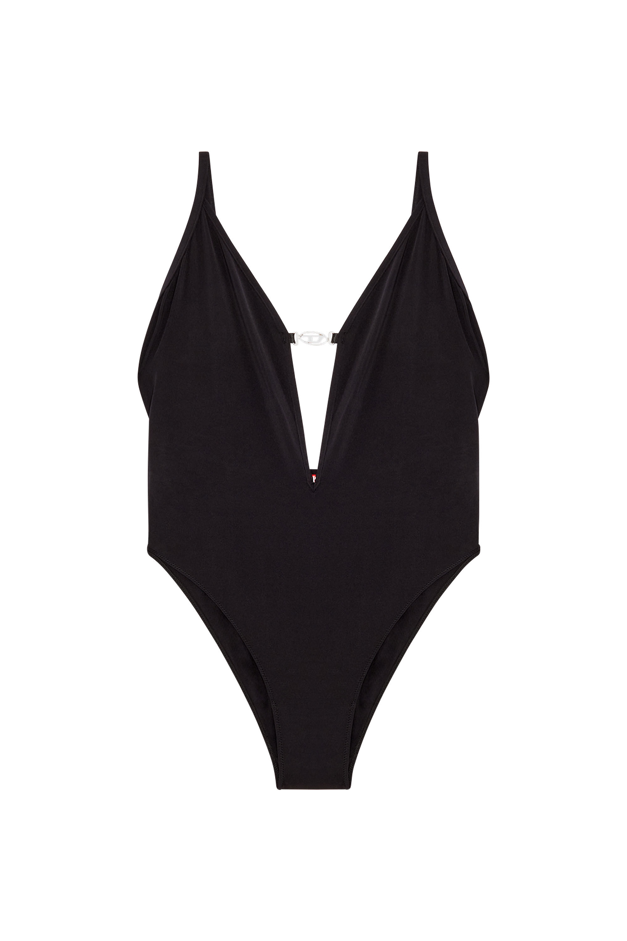 Diesel - UFBY-OVAL-D-BODYSUIT, Woman Microfibre bodysuit with Oval D plaque in Black - Image 2