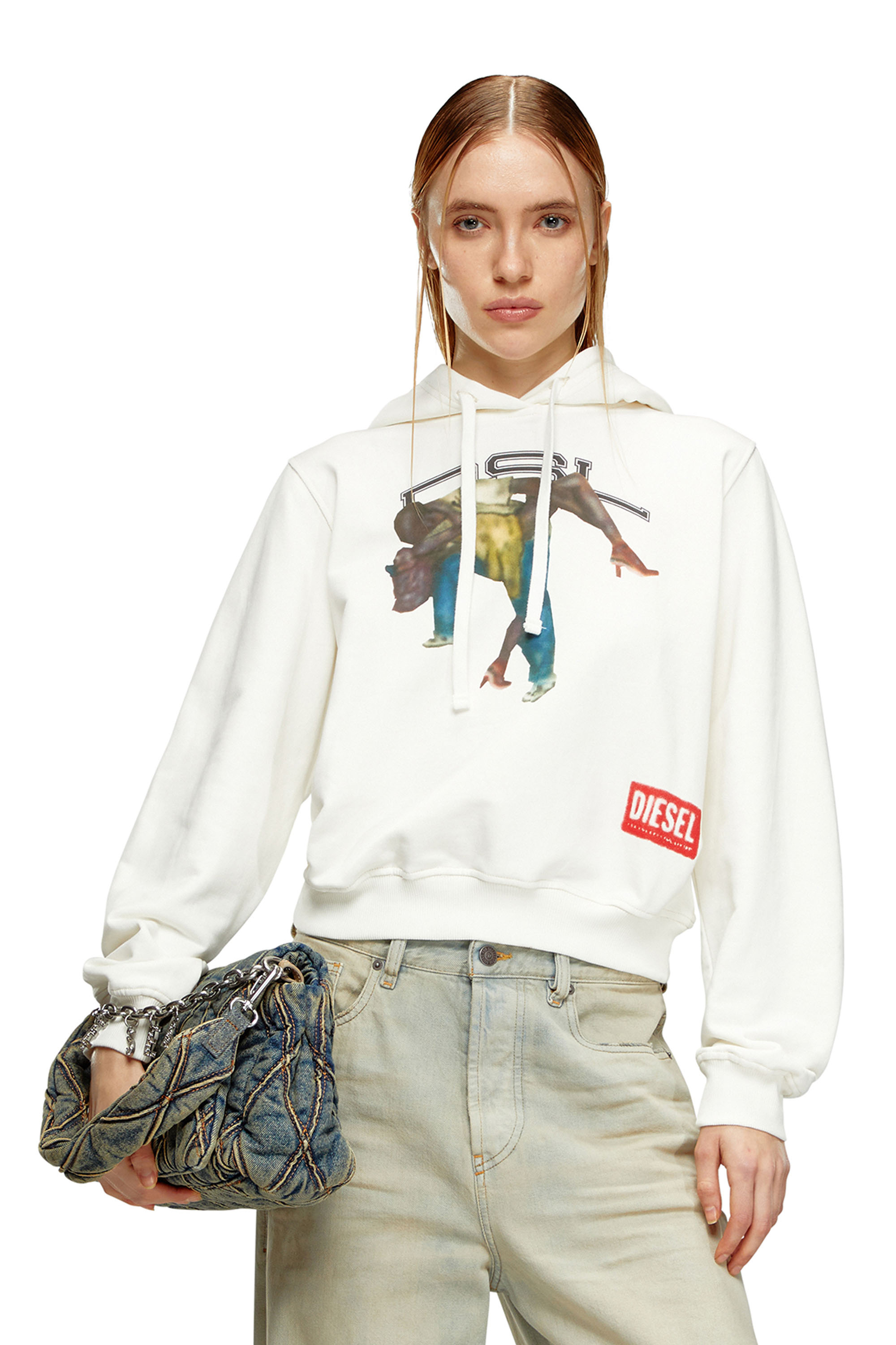 Diesel - F-REGGY-HOOD-N8, Woman Hoodie with airbrush print in White - Image 1