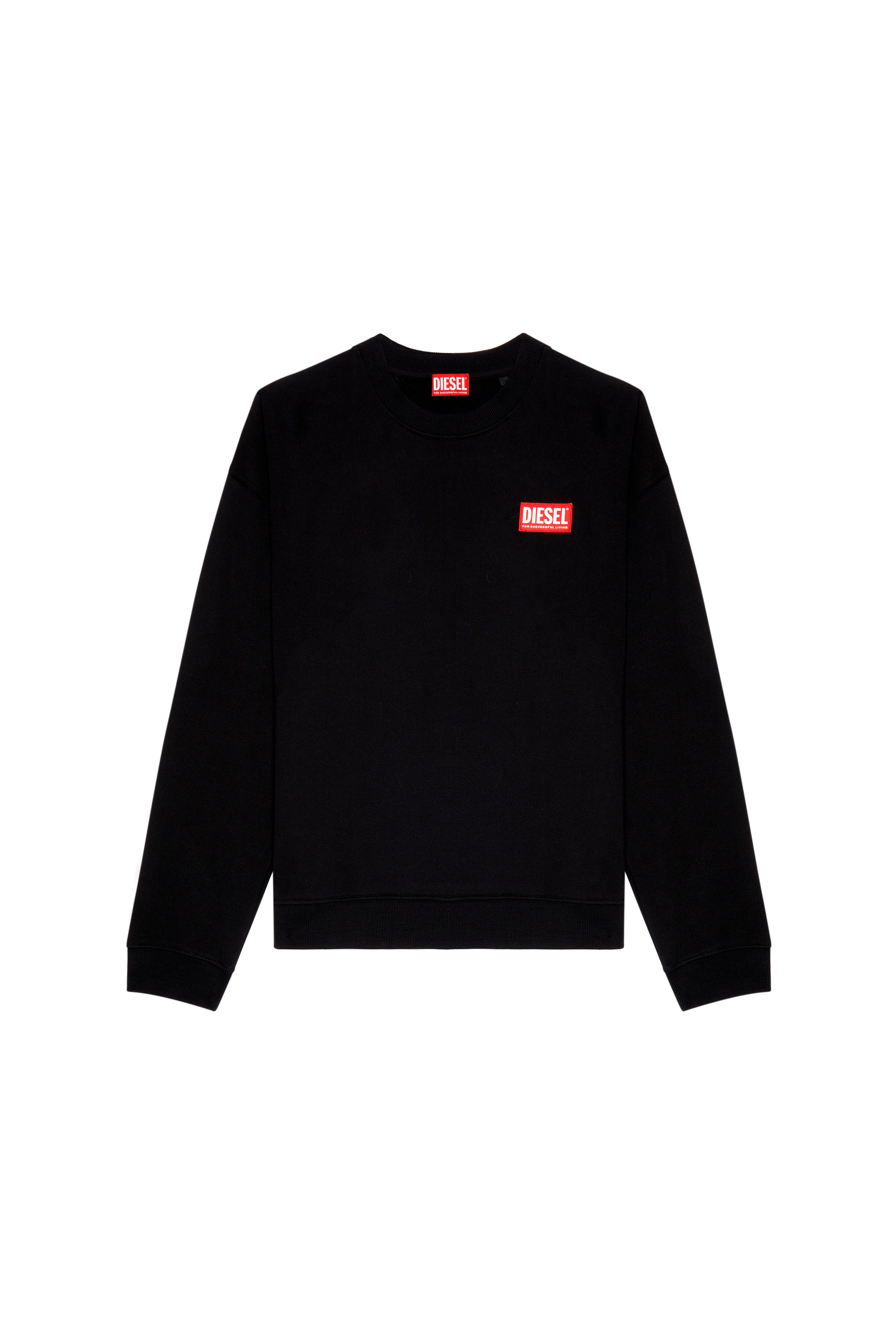 Diesel - S-NLABEL-L1, Man Oversized sweatshirt with logo patch in Black - Image 3