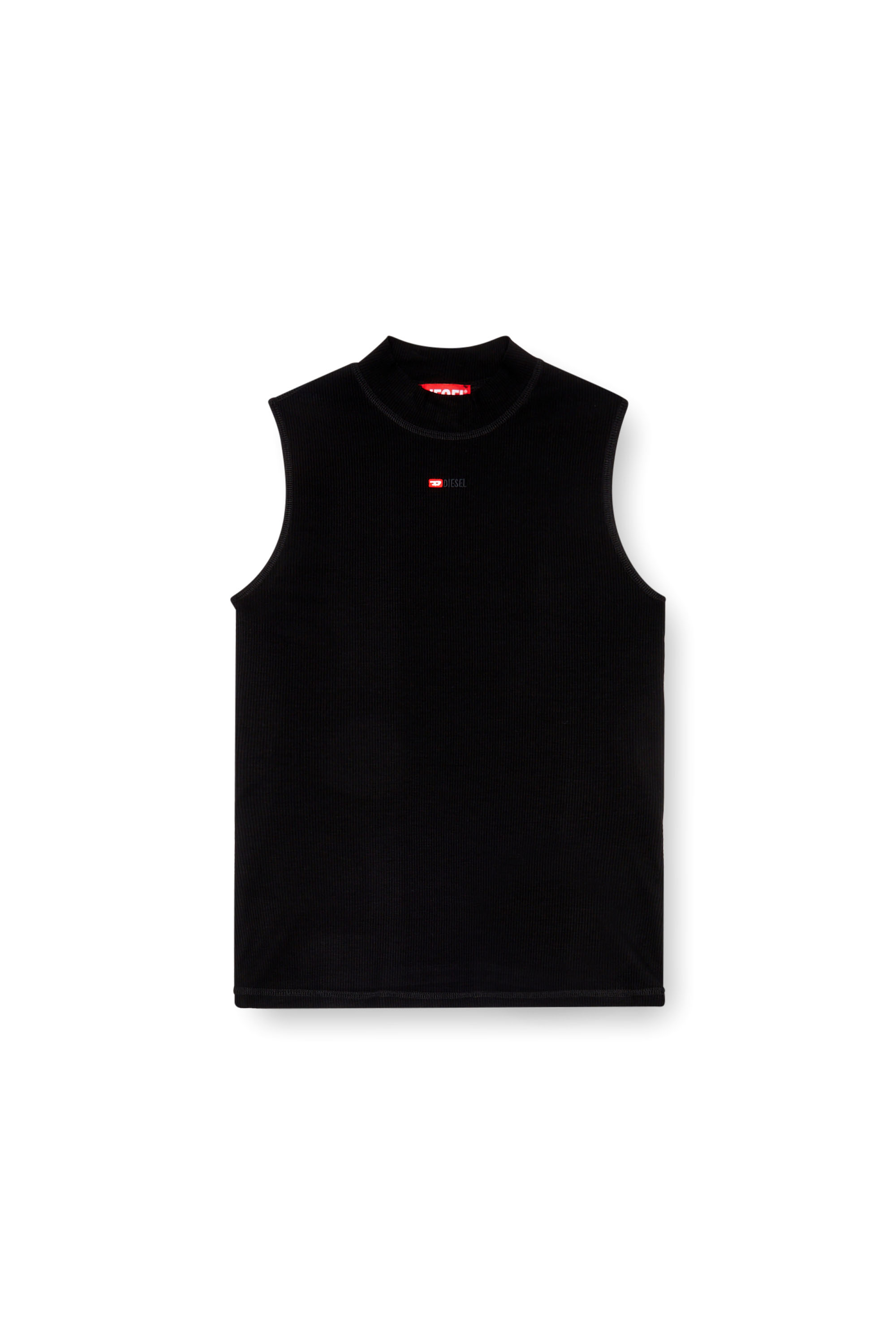 Diesel - T-MOKKY-SL-MICRODIV, Woman Ribbed tank top with mock neck in Black - Image 3