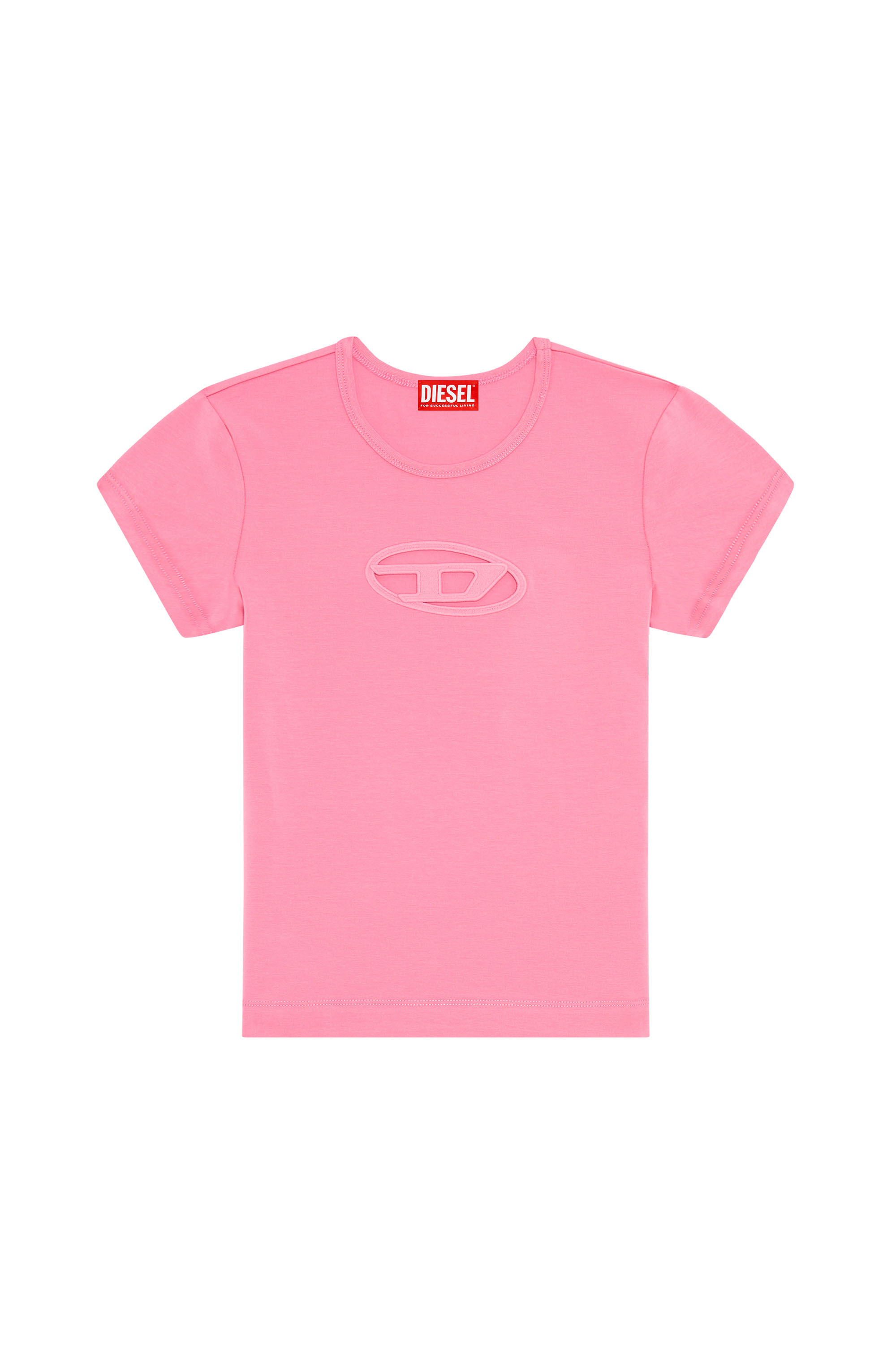 Diesel - T-ANGIE, Mujer Camiseta con logotipo cucú in Rosa - Image 4