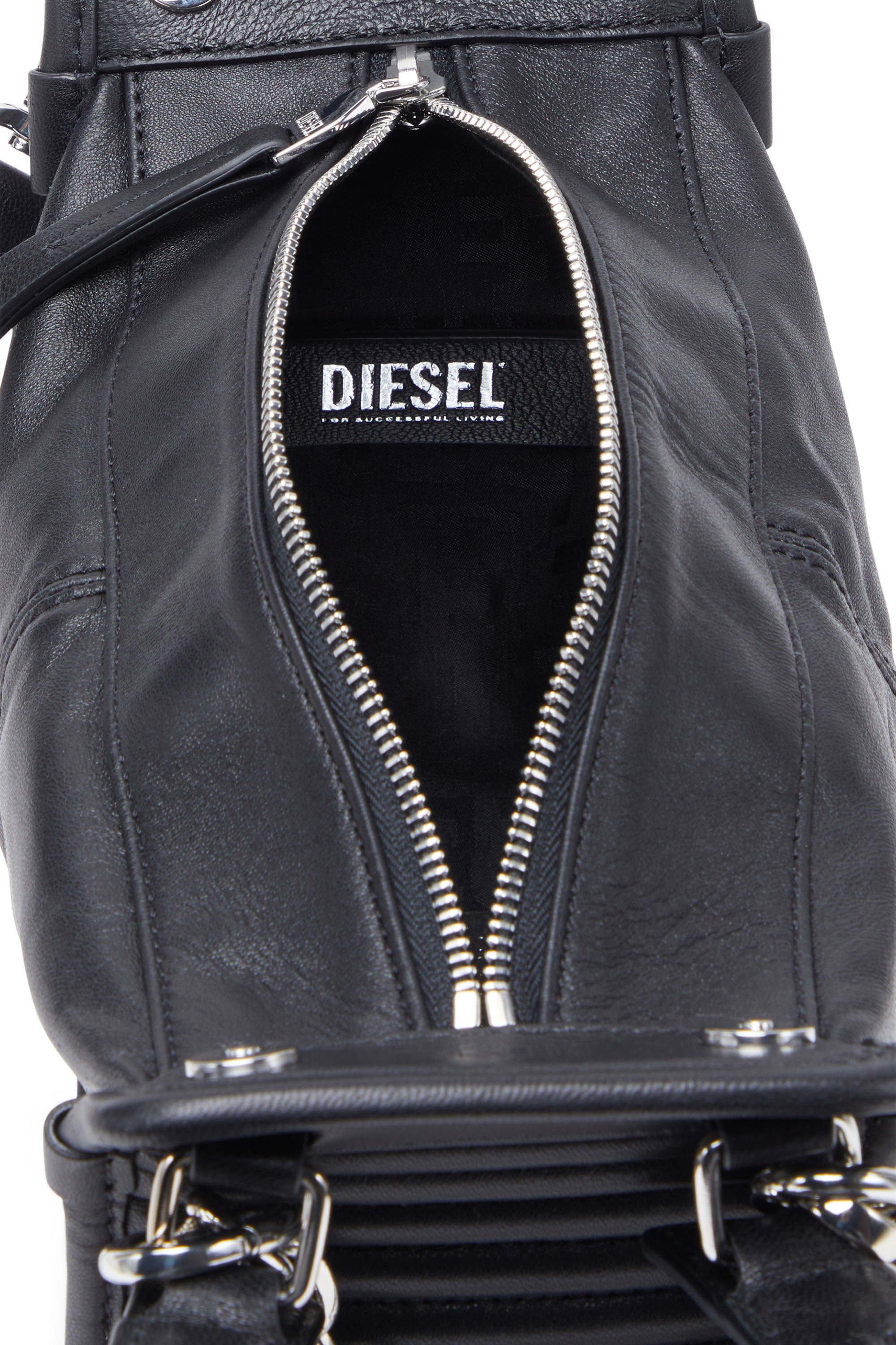 Diesel - D-VINA-RR XS, Woman's D-Vina-RR XS - Handbag in leather in Black - 5