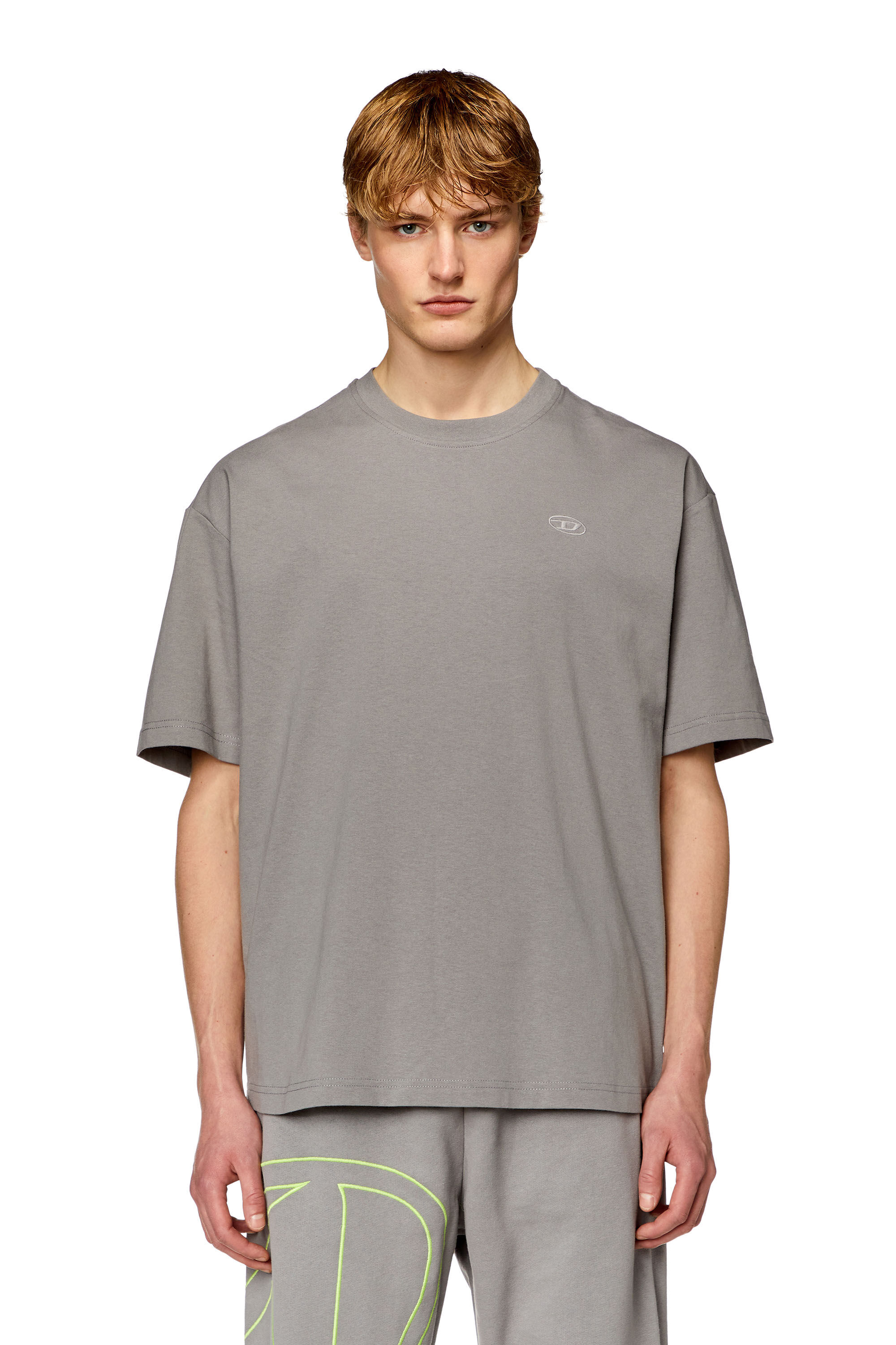 Diesel - T-BOGGY-MEGOVAL-D, Hombre Camiseta con bordado oval D grande in Gris - Image 4