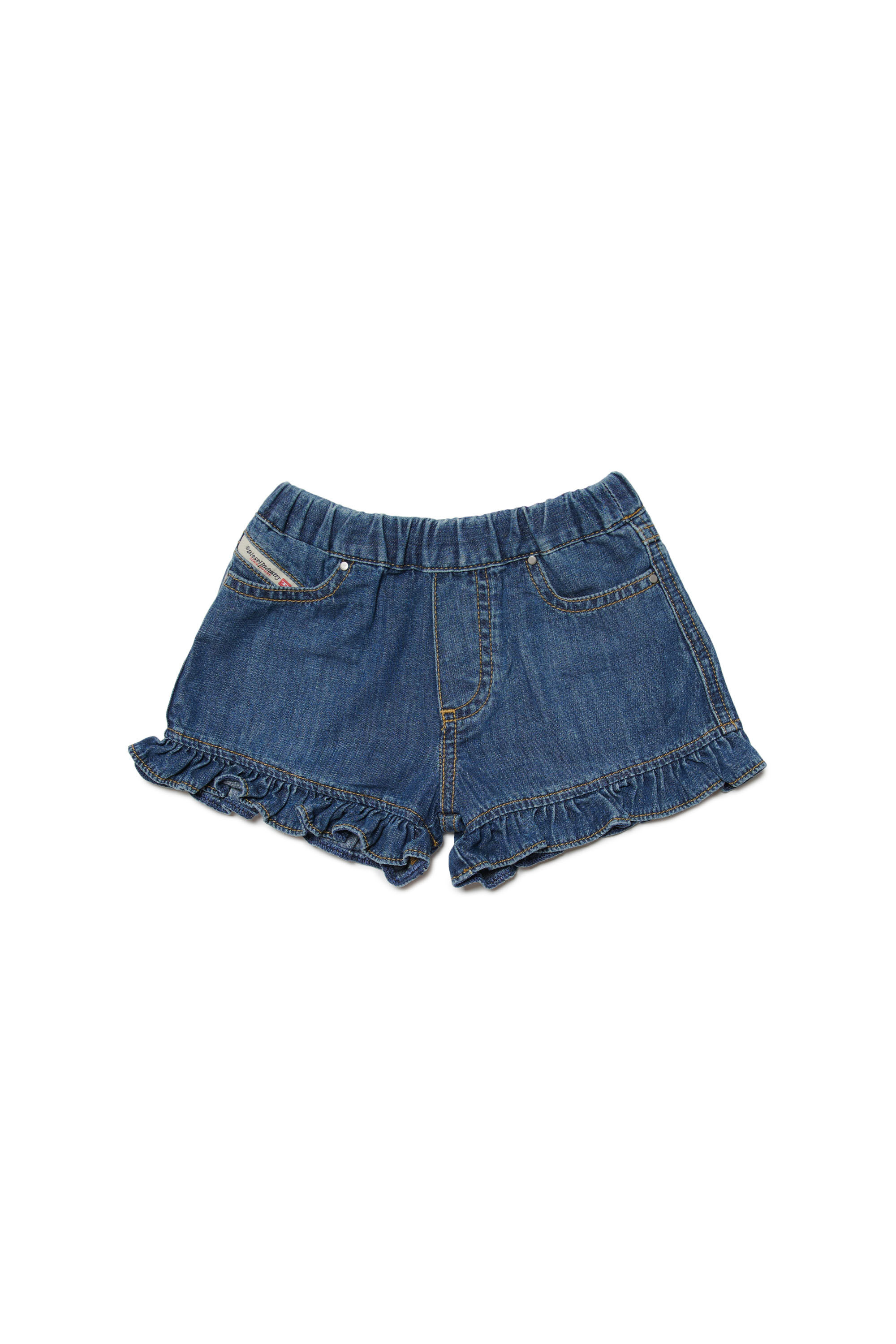 Diesel - PSWEETIB, Woman Ruffled denim shorts in Blue - Image 1