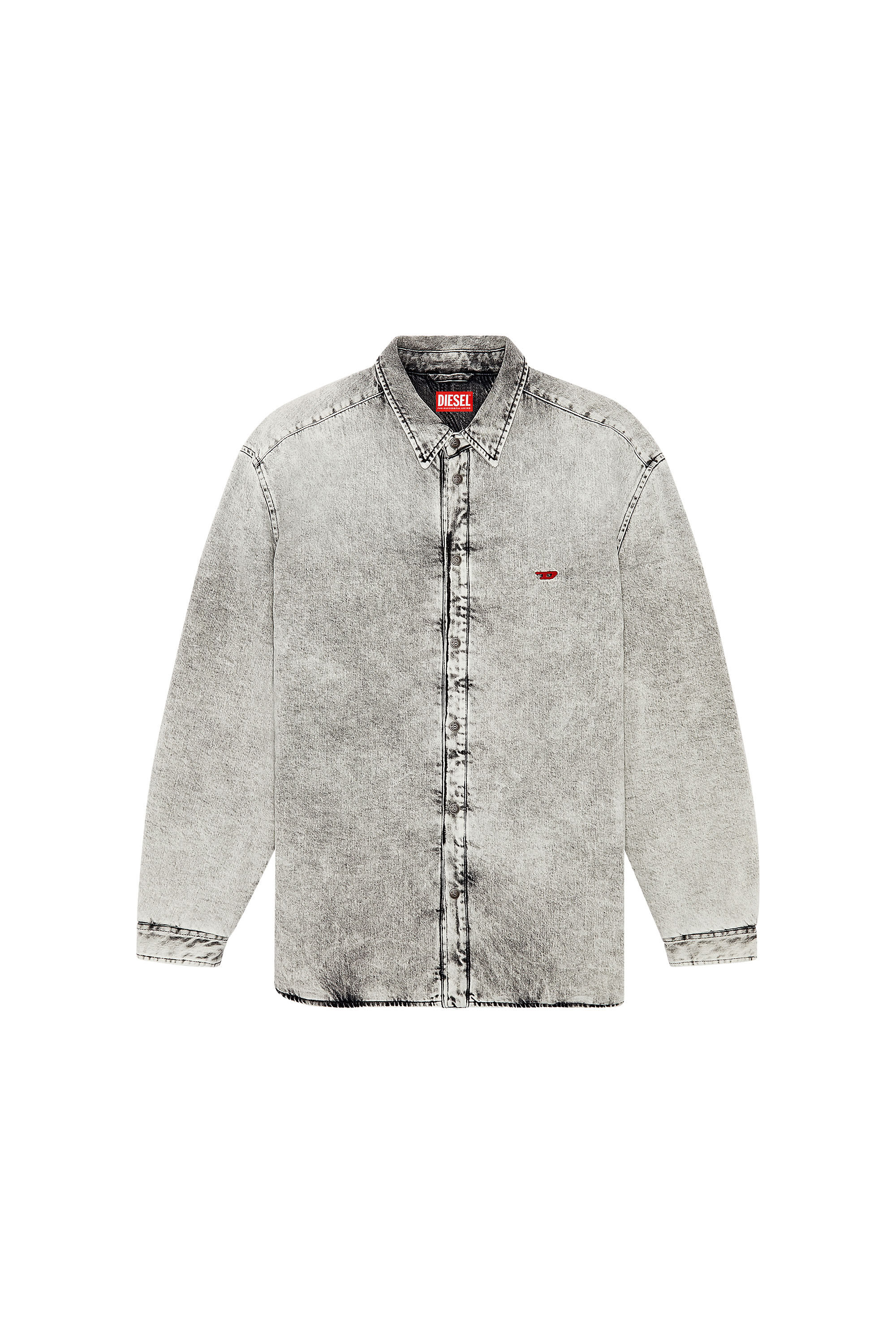 Diesel - D-FLAIM-S, Hombre Padded overshirt in tailored denim in Gris - Image 2