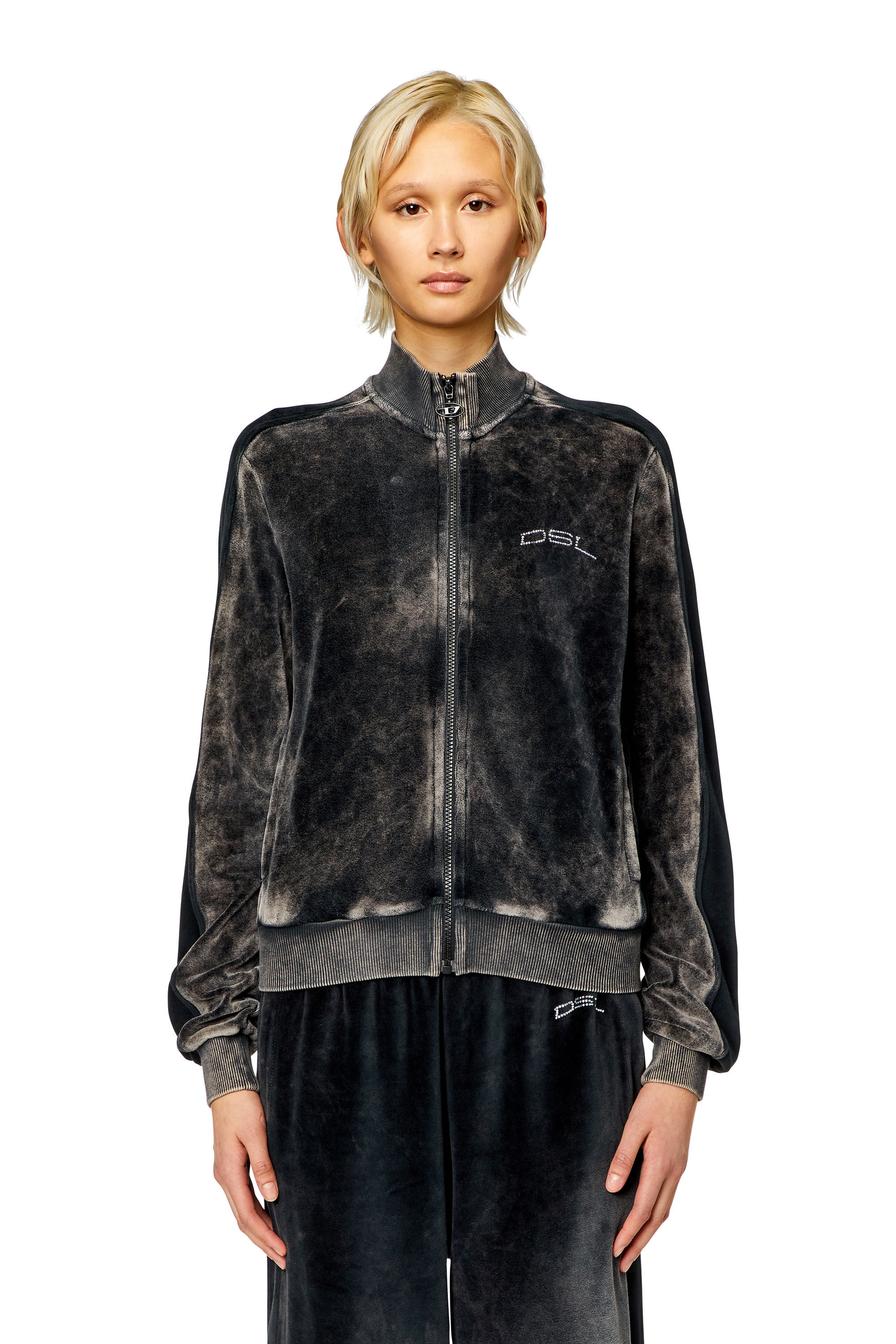 Diesel - F-KINIGLI, Mujer Chaqueta deportiva de chenilla tratada in Negro - Image 6