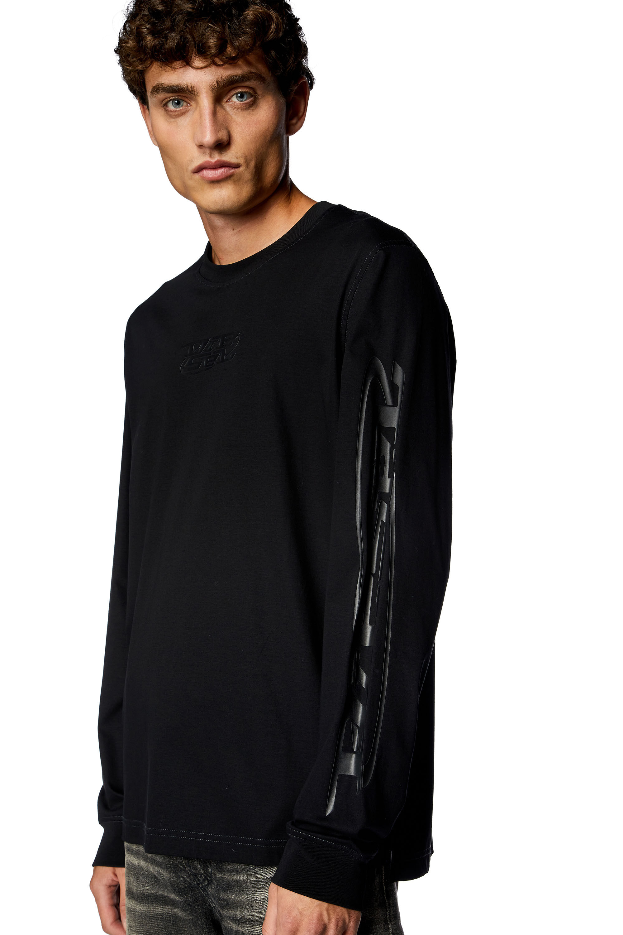 Diesel - T-MUST-LS-SLITS-N, Hombre Camiseta de manga larga con estampados de alta densidad in Negro - Image 5