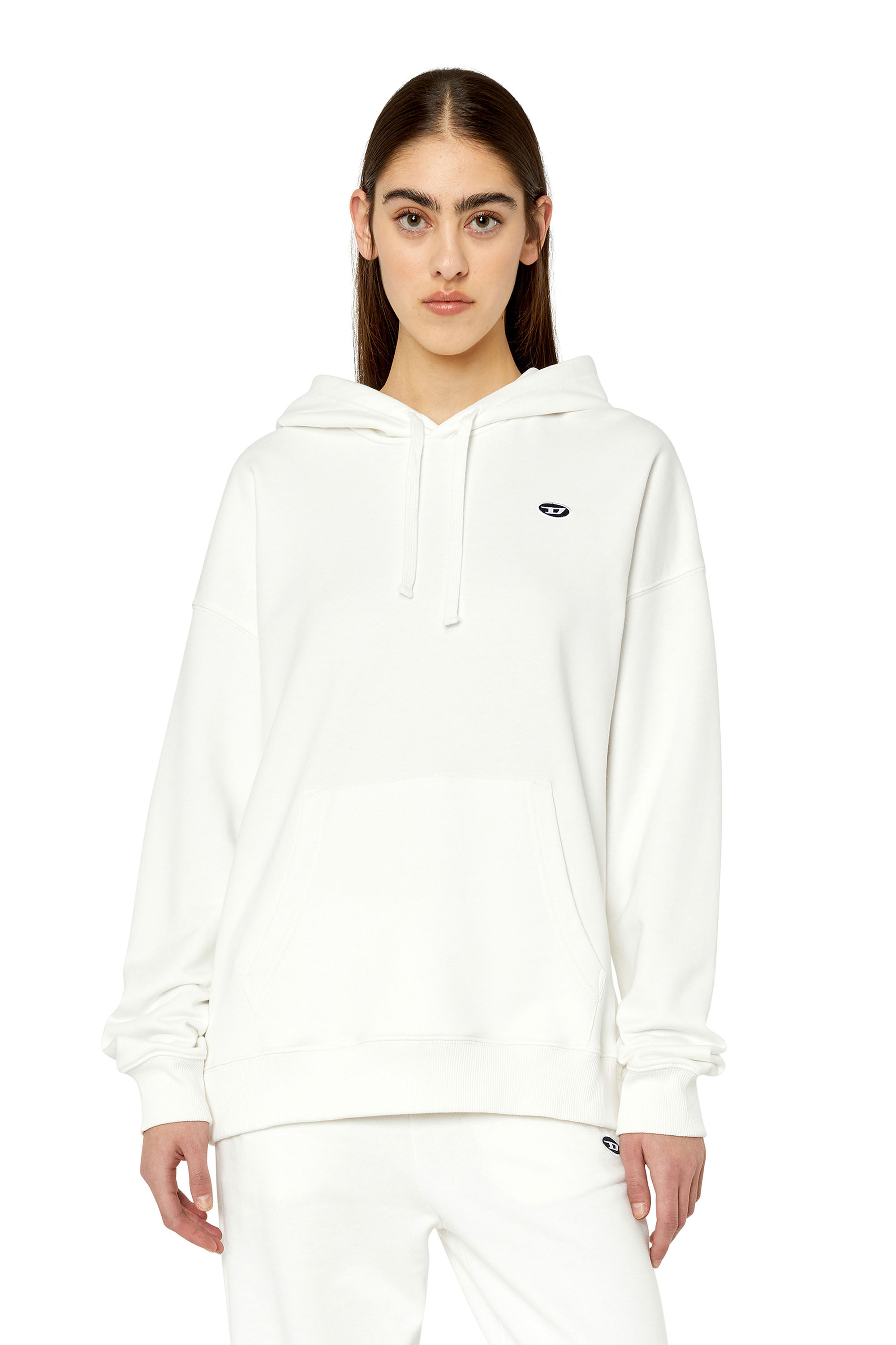 Diesel - F-REGGY-HOOD-DOVAL-PJ, Mujer Sudadera con capucha con parche oval D in Blanco - Image 3