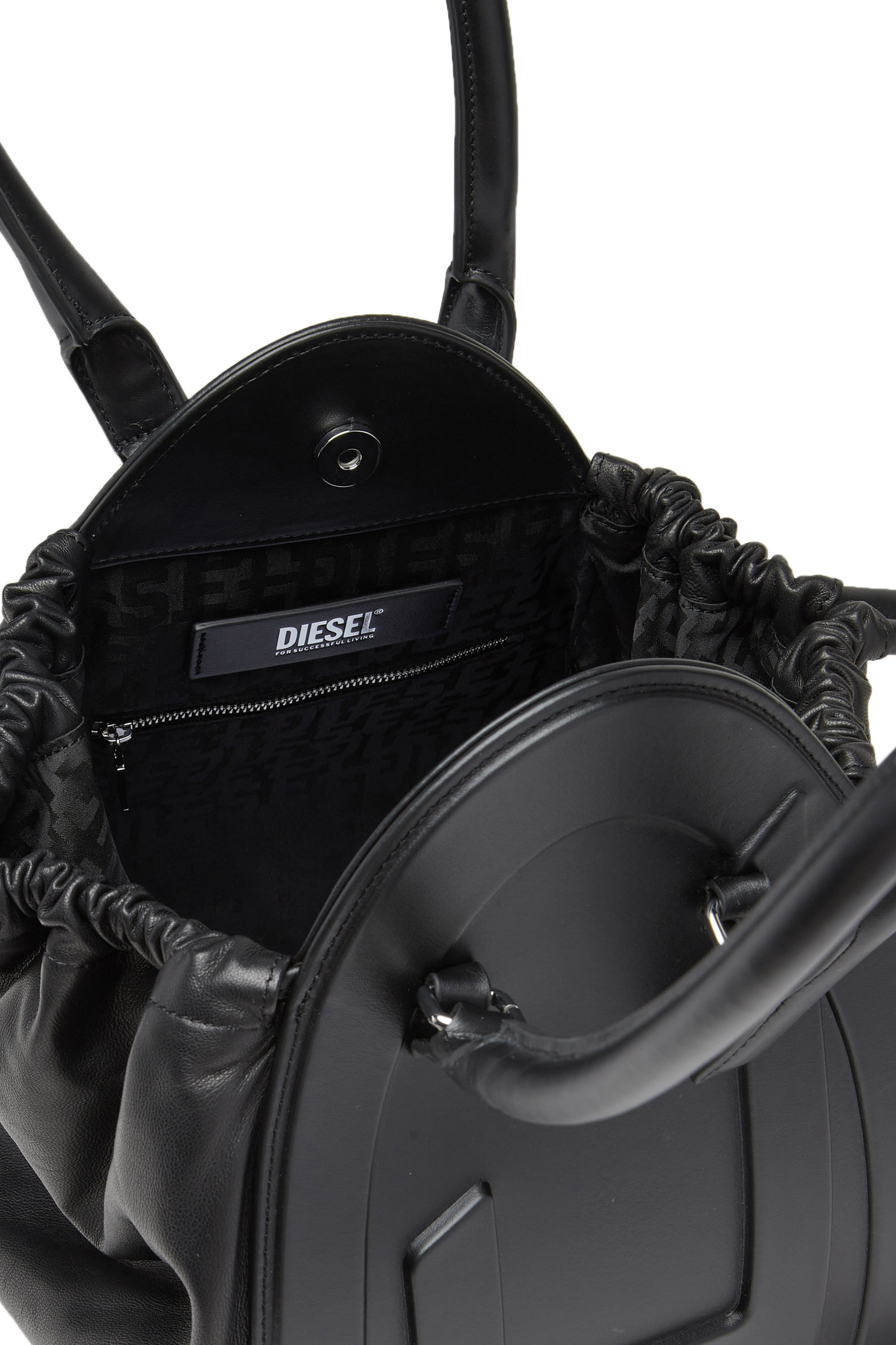 Diesel - 1DR-FOLD M, Mujer 1DR-Fold M-Bolso de hombro con logotipo grande en relieve in Negro - Image 5