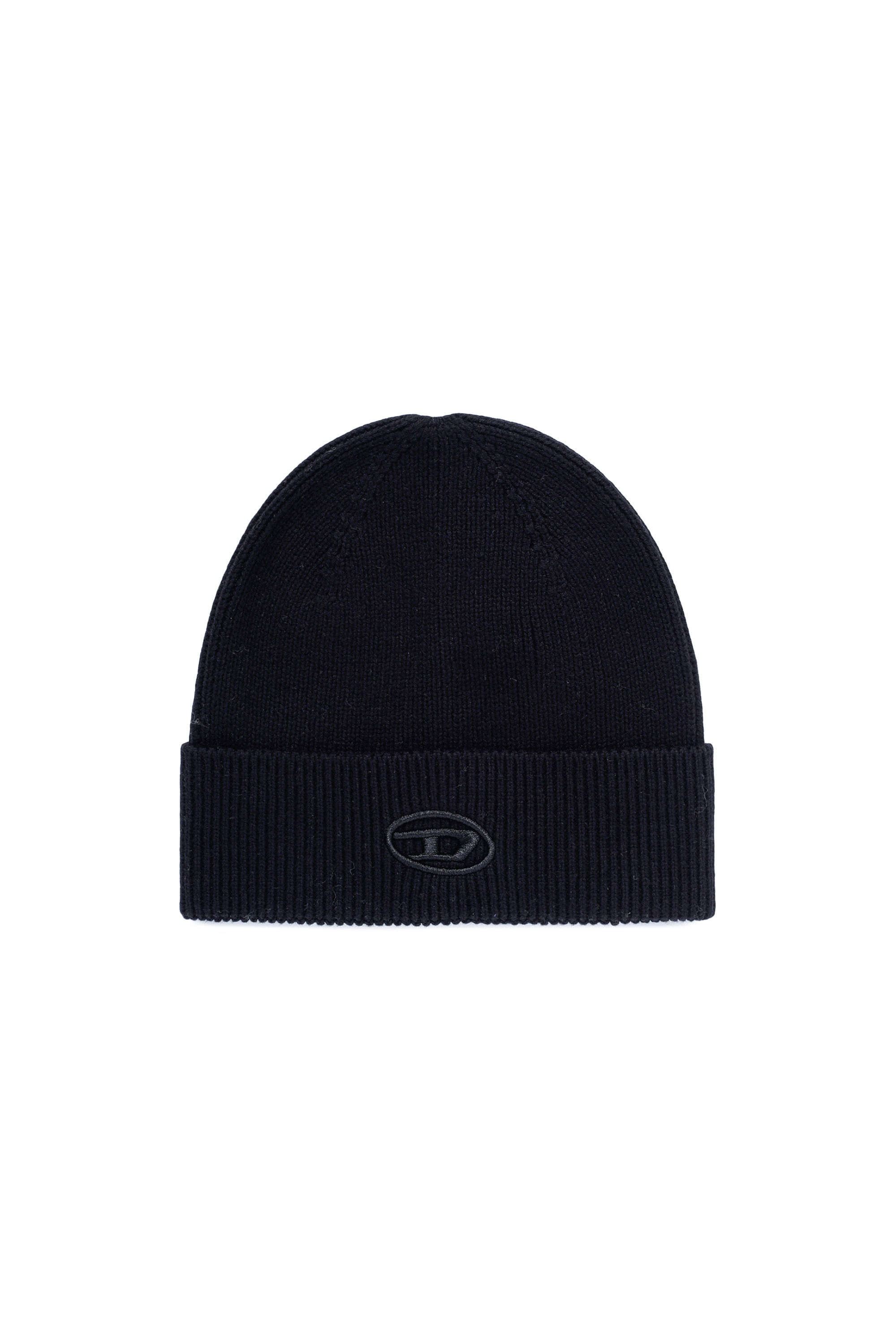 Diesel - K-CODER-FULLY B, Unisex Ribbed beanie with D embroidery in Black - Image 1