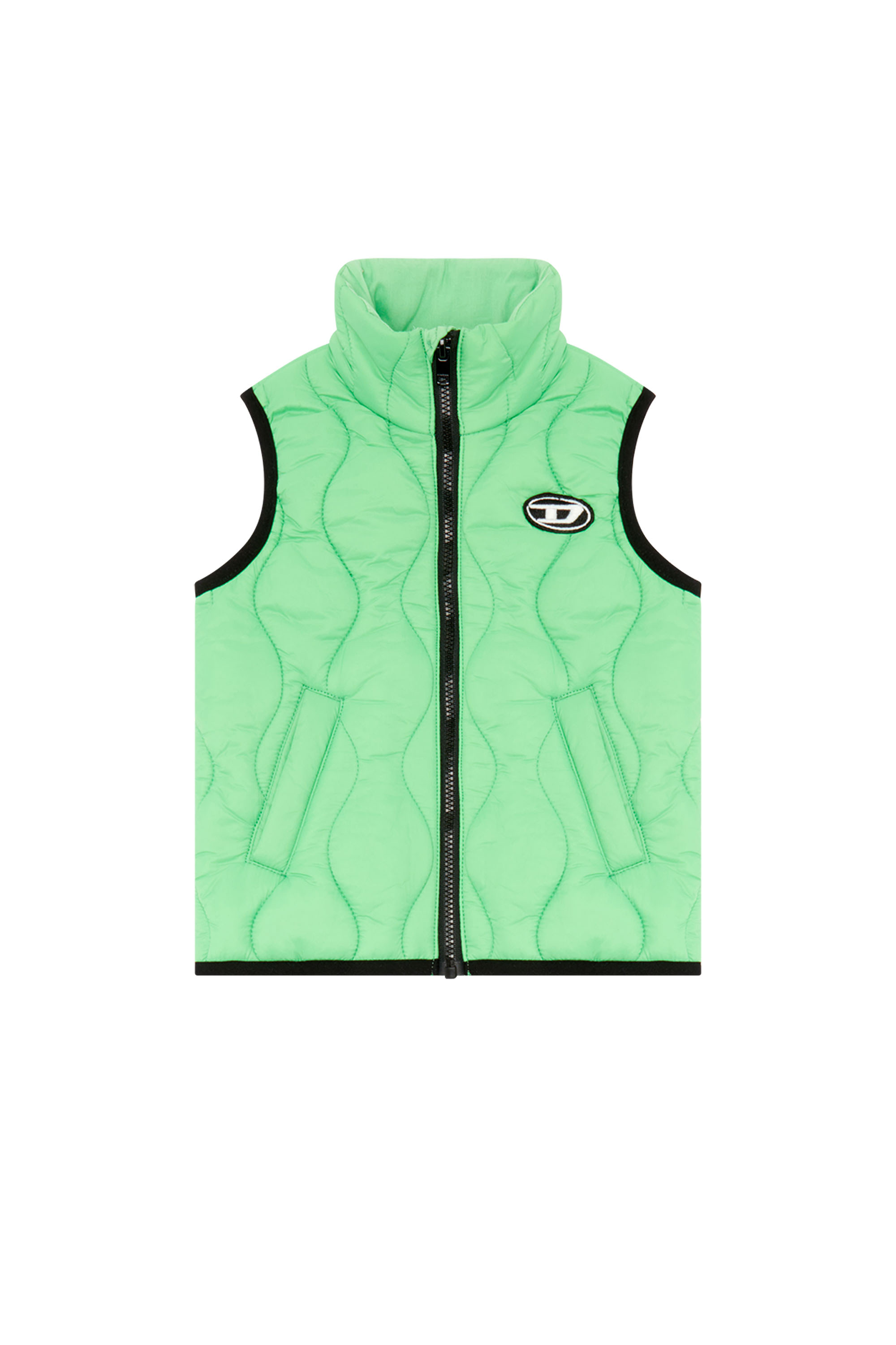 Diesel - JLASB, Unisex Quilted vest with Oval D patch in Green - Image 1